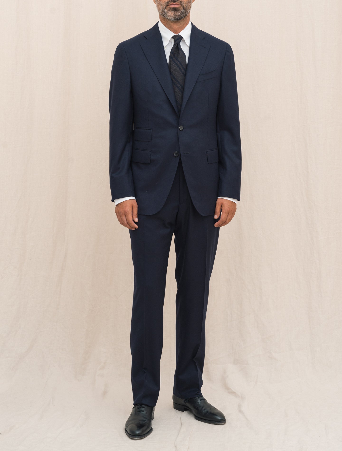 Boheme Single Breasted Light Flannel Suit Navy Caruso Suits Gabucci