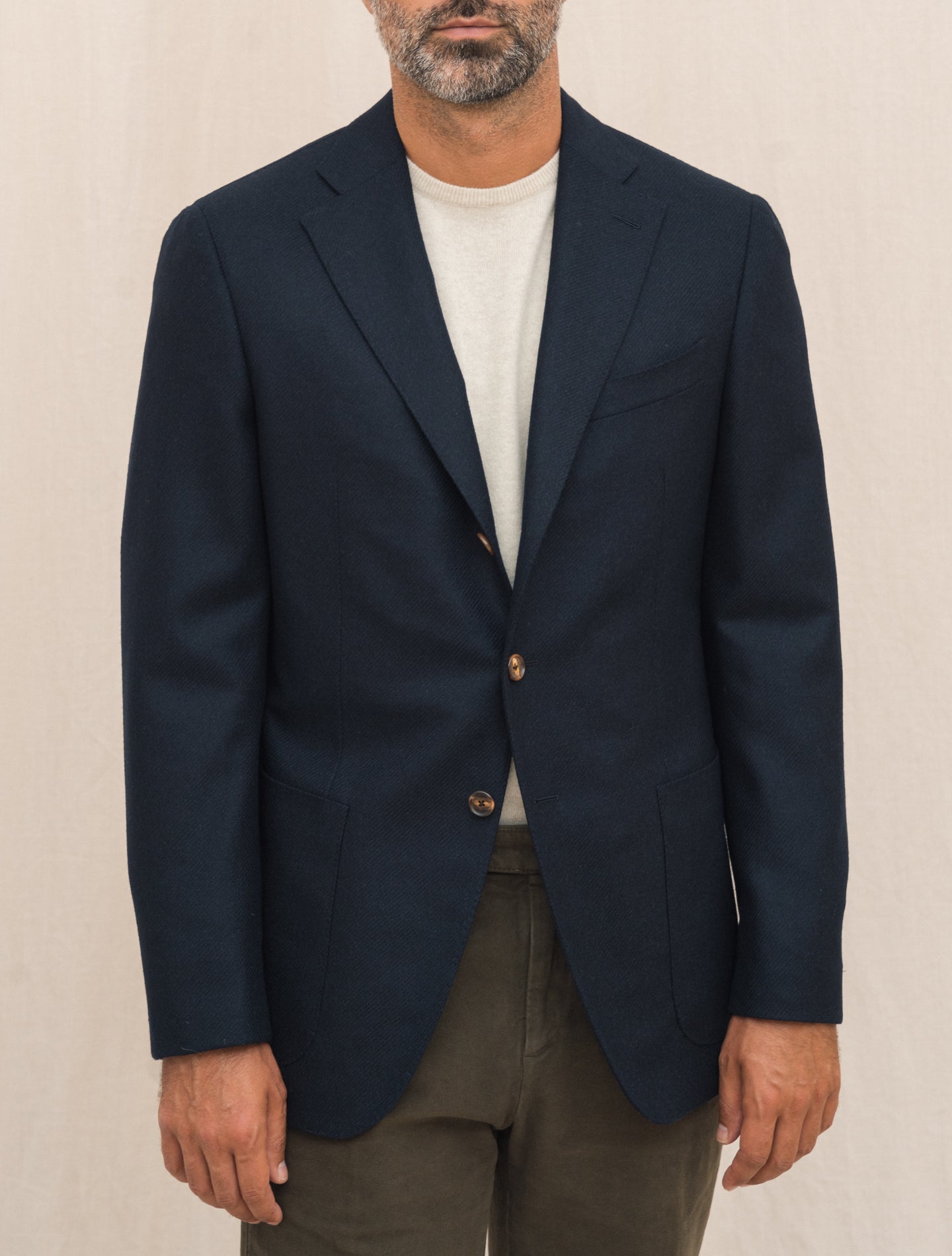 Boheme Single Breasted Wool Cashmere Jacket Navy Caruso Jackets Gabucci