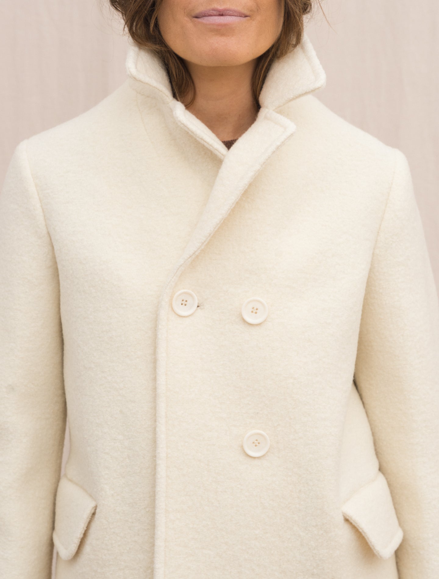 Boild Wool Double Breasted Jacket Off White Aspesi Outerwear IT 40