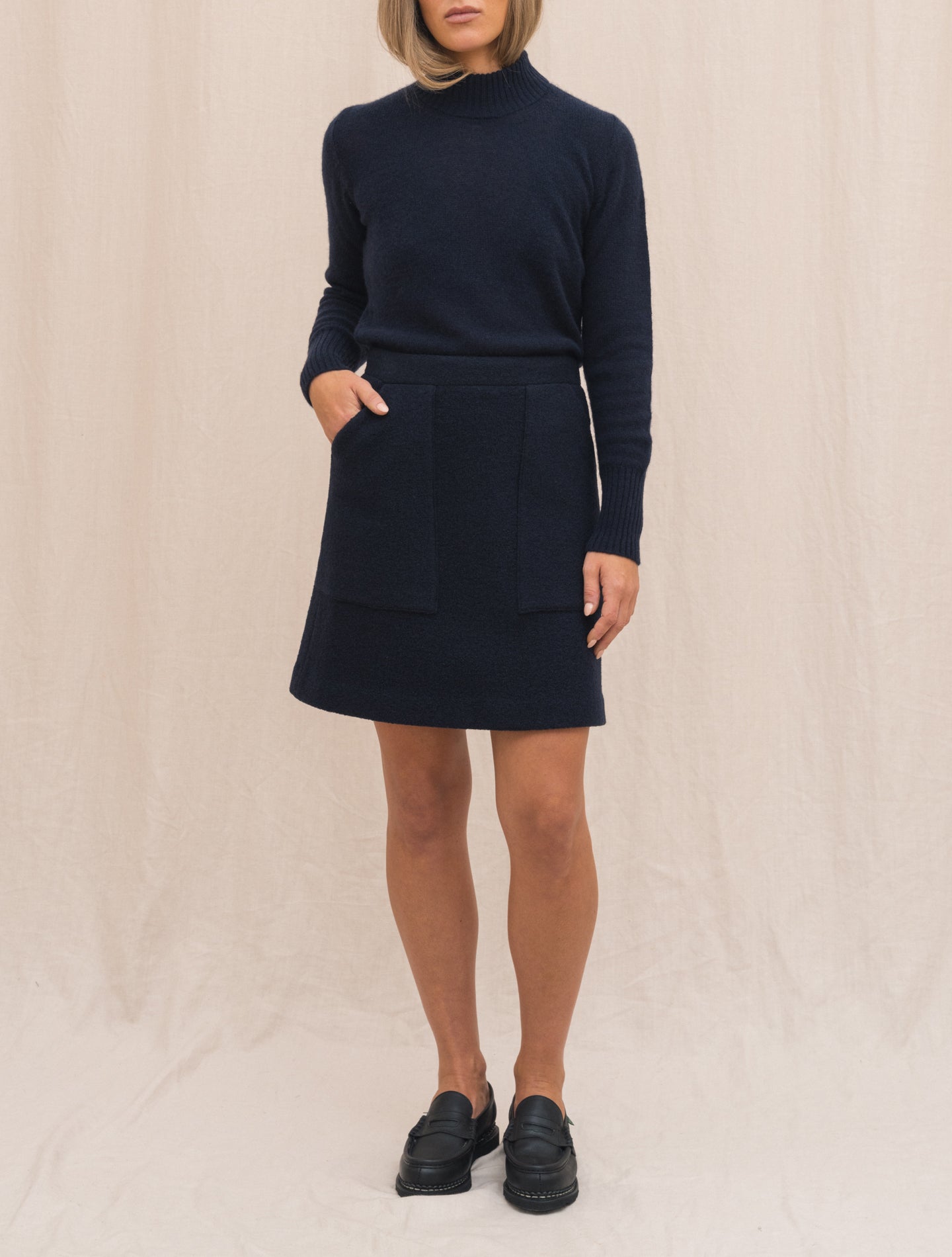 Boiled Wool Skirt Navy Aspesi Skirts Gabucci