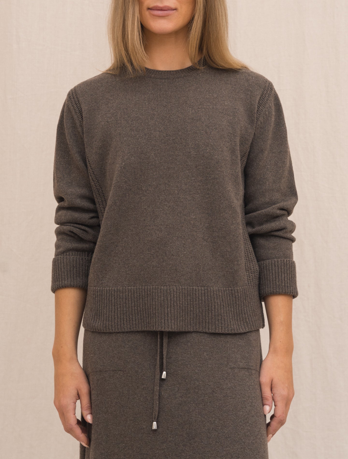 Boxy Knitted Crewneck Brown Morgano Knitwear Gabucci