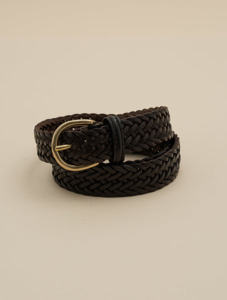 Carlisle Dark Chocolate Brown Leather Belt with Two-Tone Braided Buckle Carlisle | Accessories | Carlisle Chocolate Brown Double  main image 2