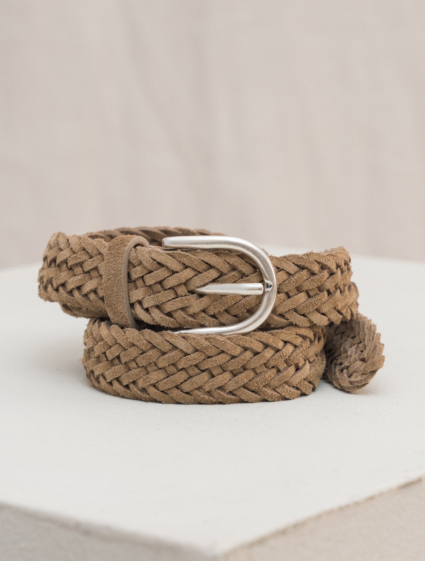 Braided Suede Belt Sand Anderson&apos;s Belts Gabucci