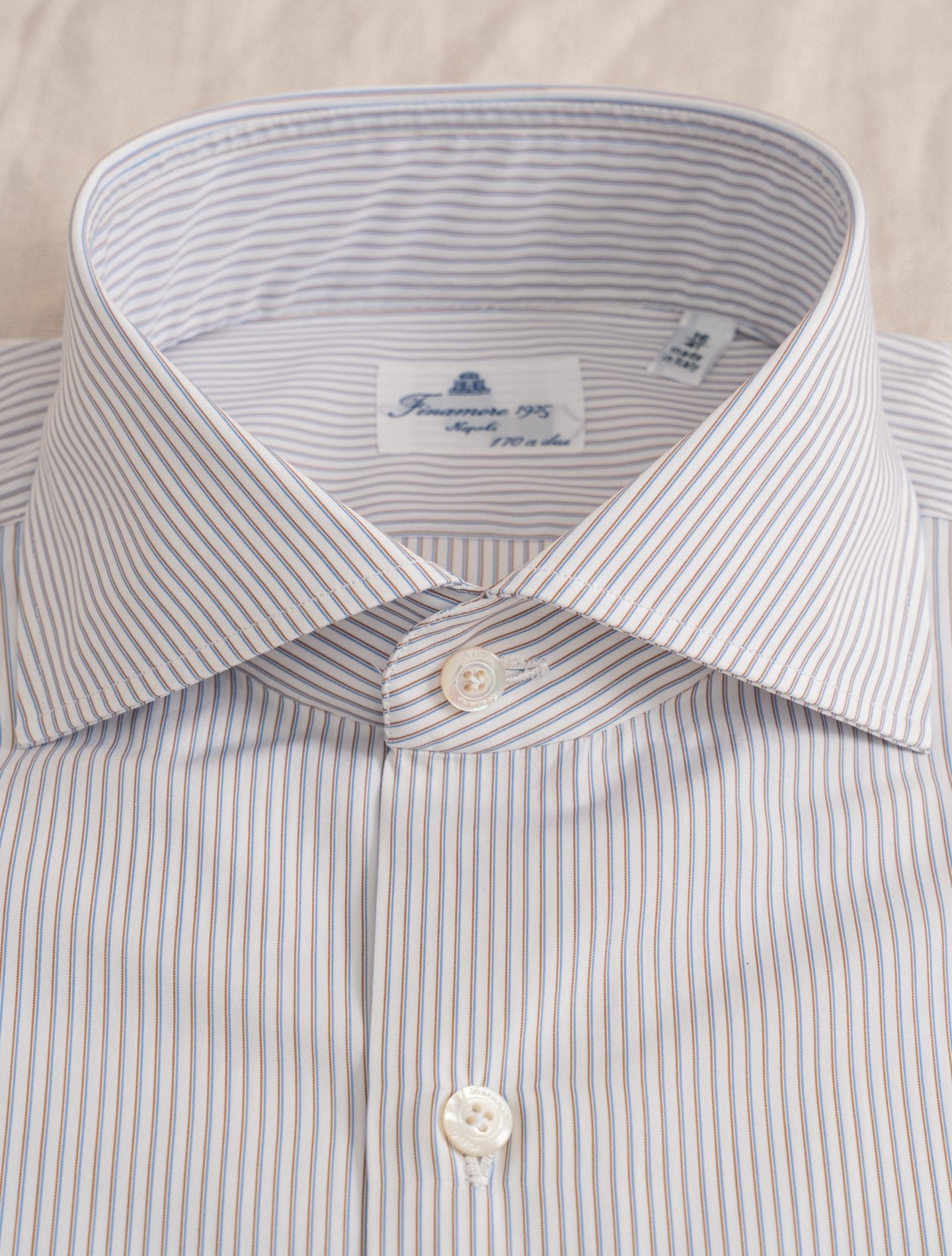 Brown Striped Eduardo 170 Shirt White Finamore Shirts 39