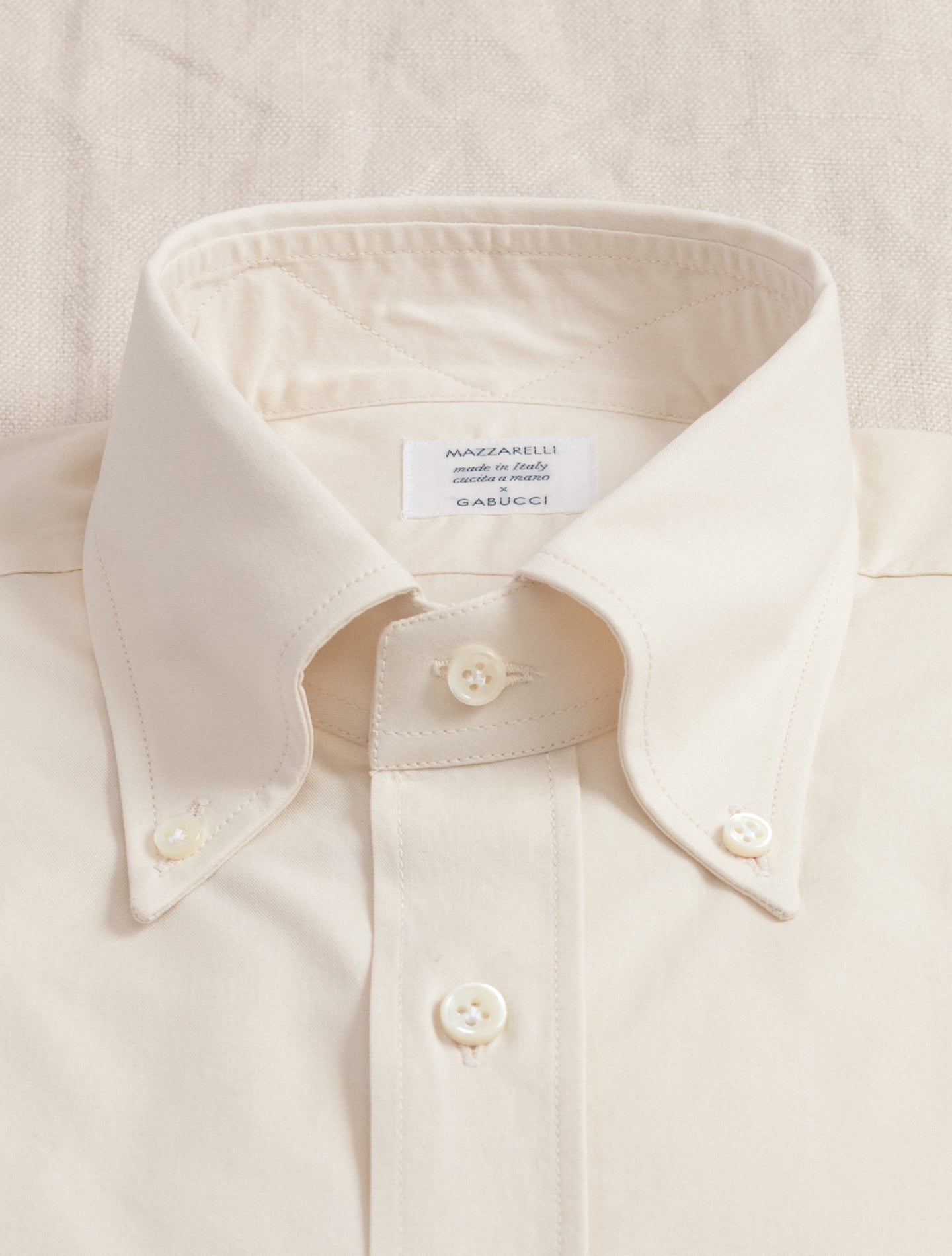 Brushed Twill Button Down Shirt Cream | Gabucci