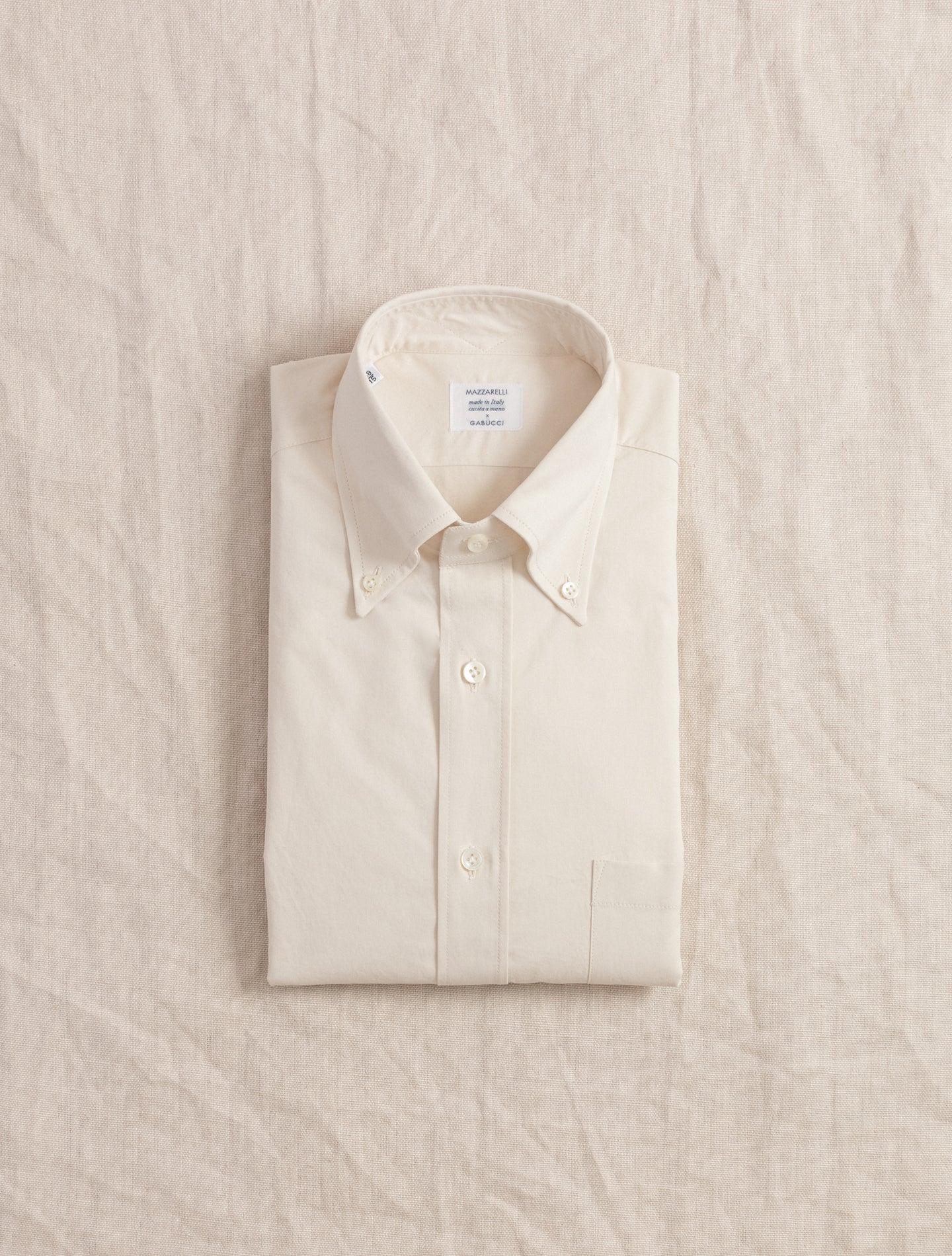 Brushed Twill Button Down Shirt Cream | Gabucci