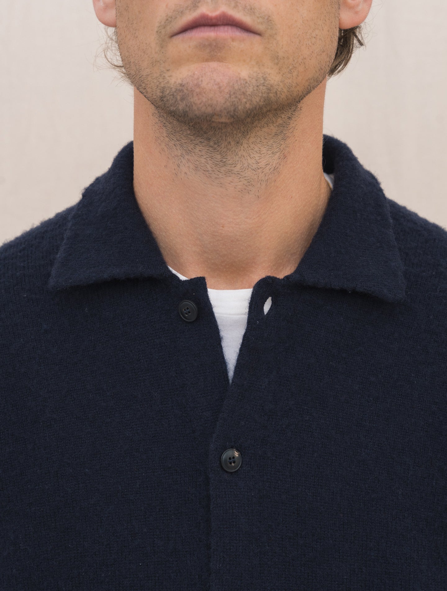 Brushed Wool Cardigan Navy Gabucci Knitwear Gabucci