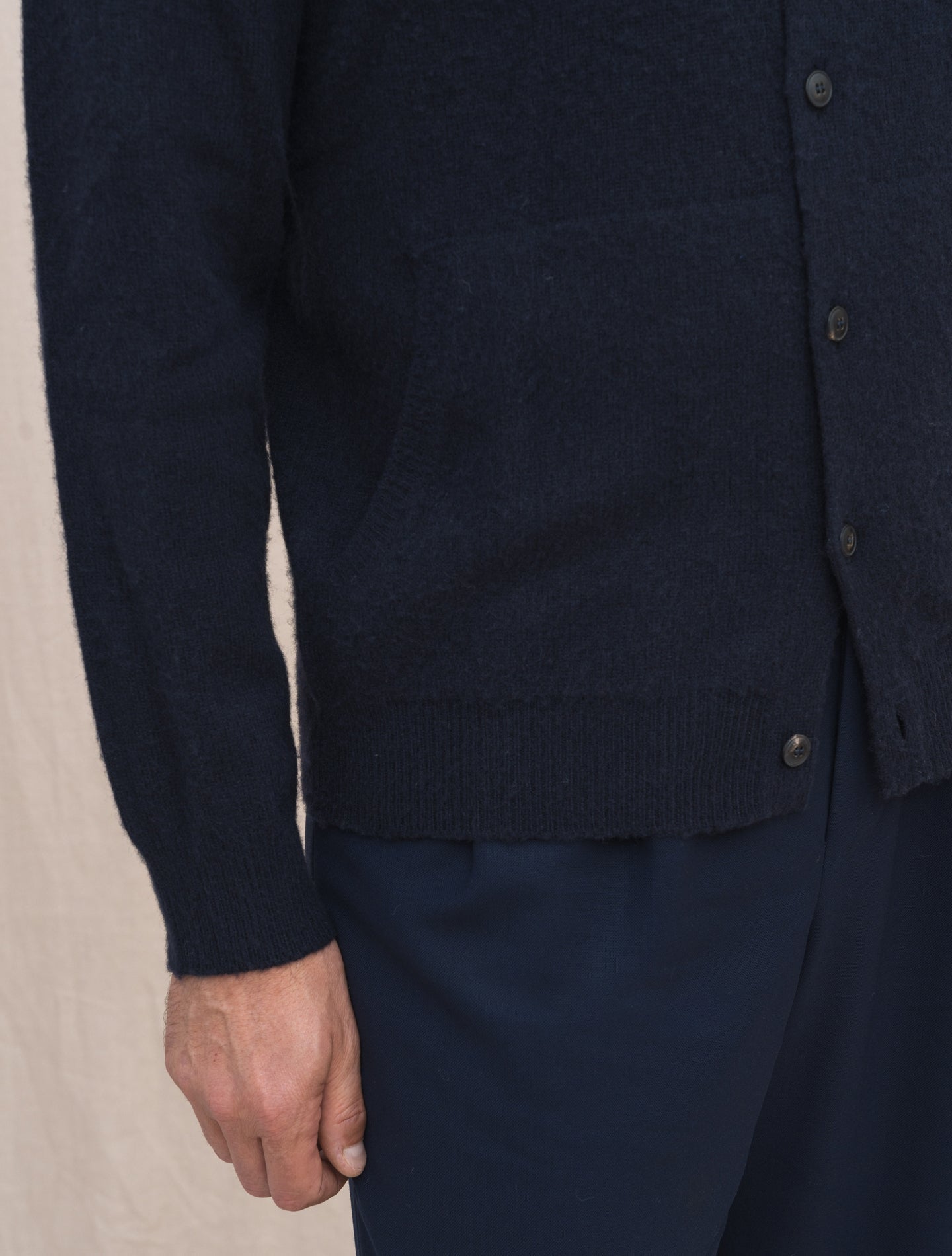 Brushed Wool Cardigan Navy Gabucci Knitwear Gabucci