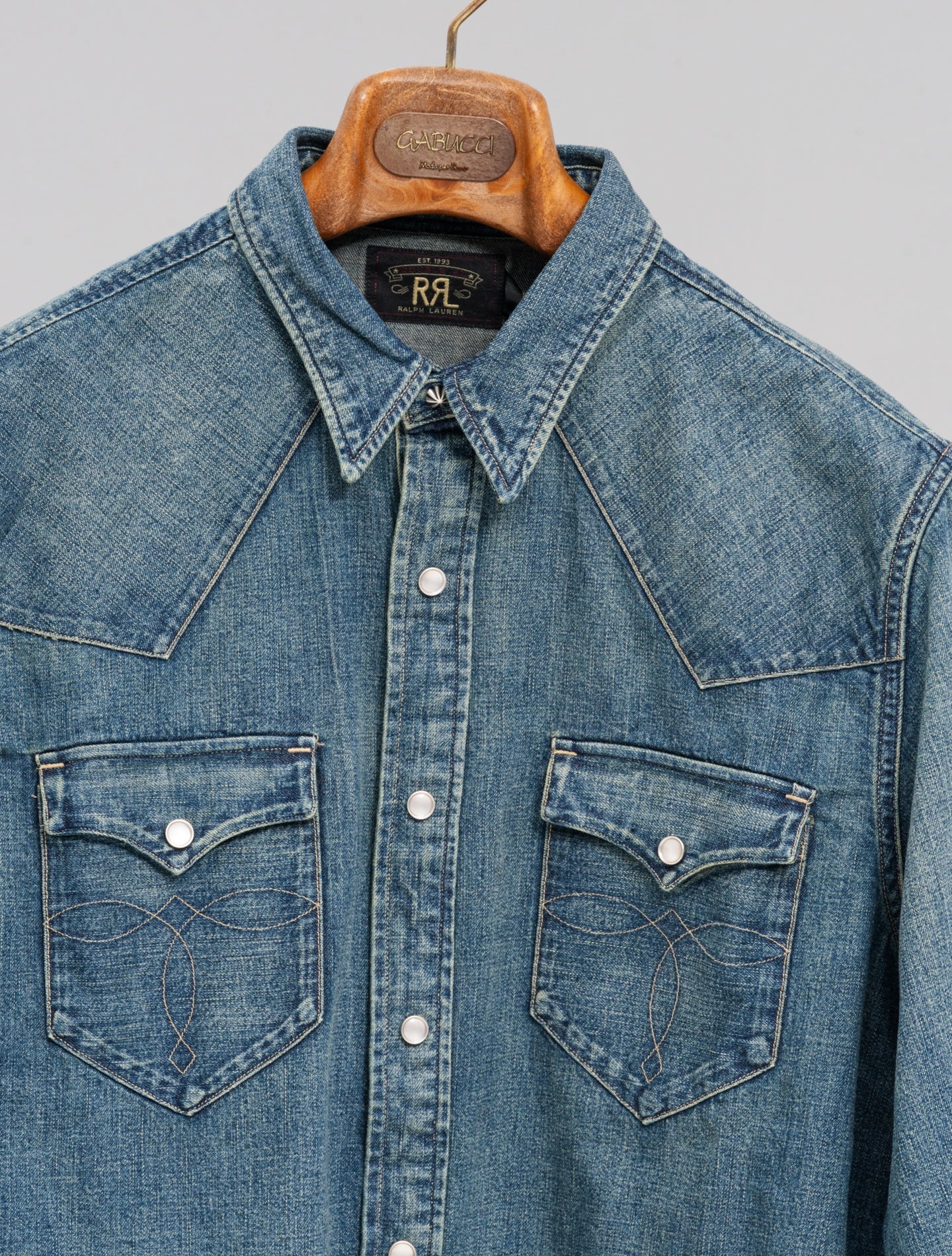 Buffalo West Long Sleeve Sport Shirt Denim Dark Wash RRL Shirts S