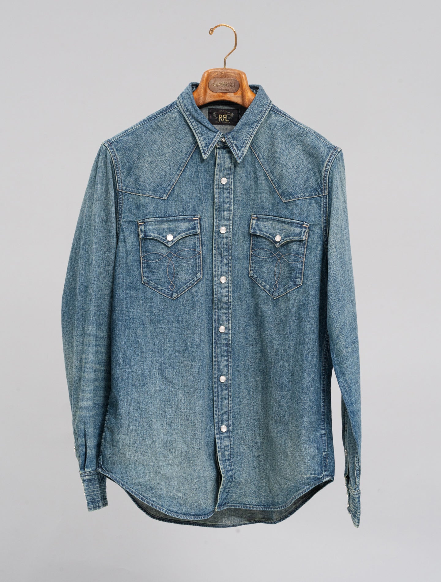 Buffalo West Long Sleeve Sport Shirt Denim Dark Wash RRL Shirts S