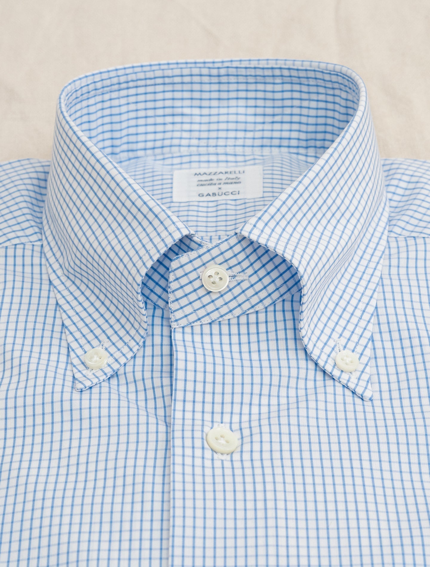 Button Down Checked Shirt Light Blue | Gabucci