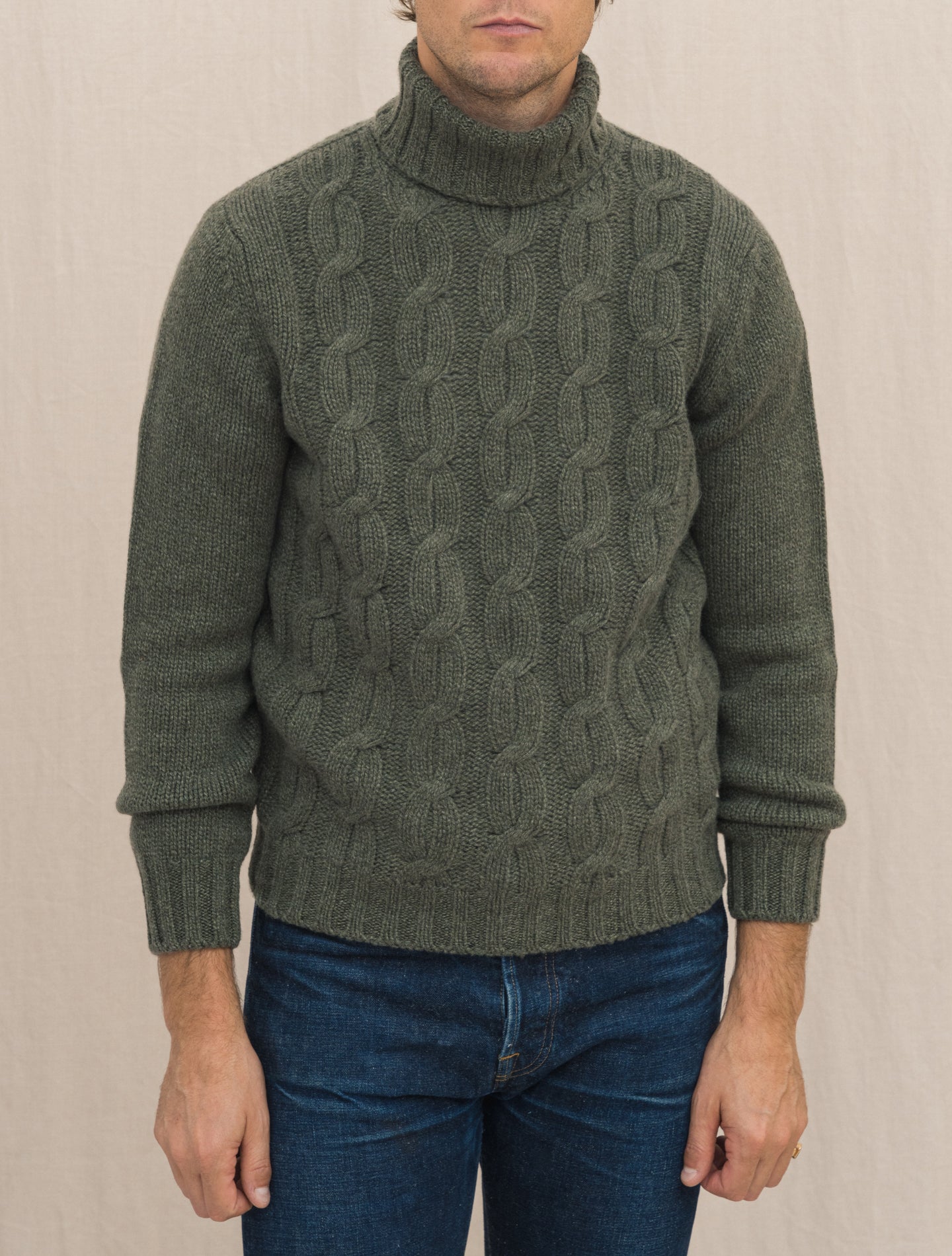 Cabel Knitted Rollneck Green Fedeli Knitwear Gabucci