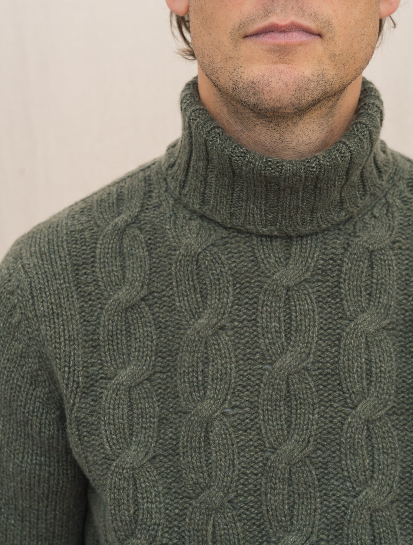 Cabel Knitted Rollneck Green Fedeli Knitwear Gabucci