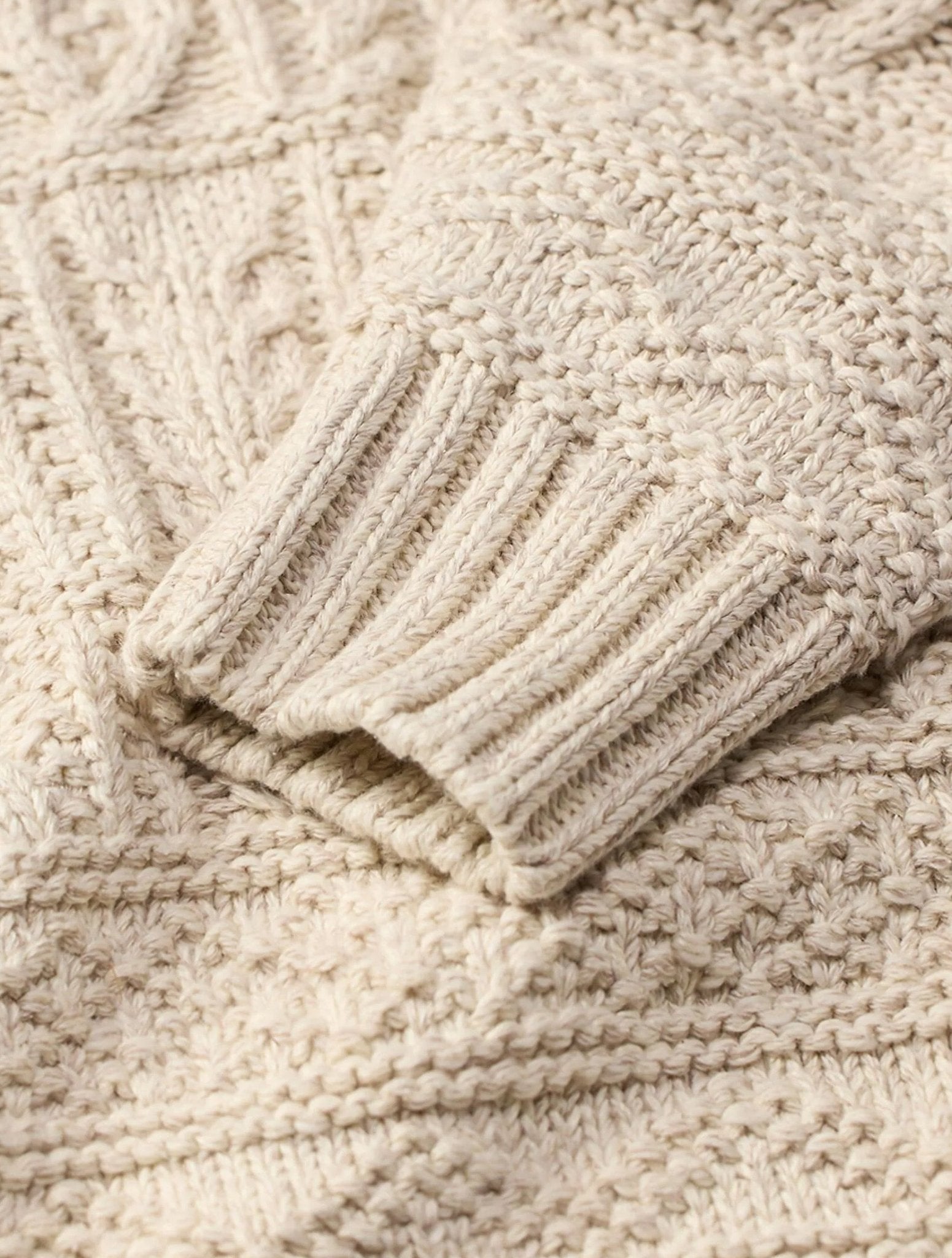 Cable - Knit Roll Neck Jumper Cream RRL Knitwear S