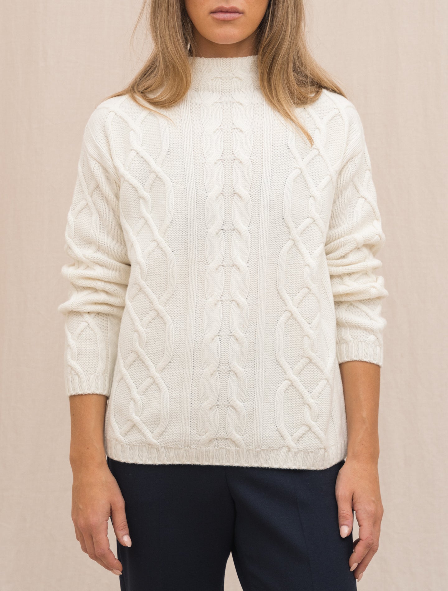 Cable Knitted Mockneck Off White Morgano Knitwear 40