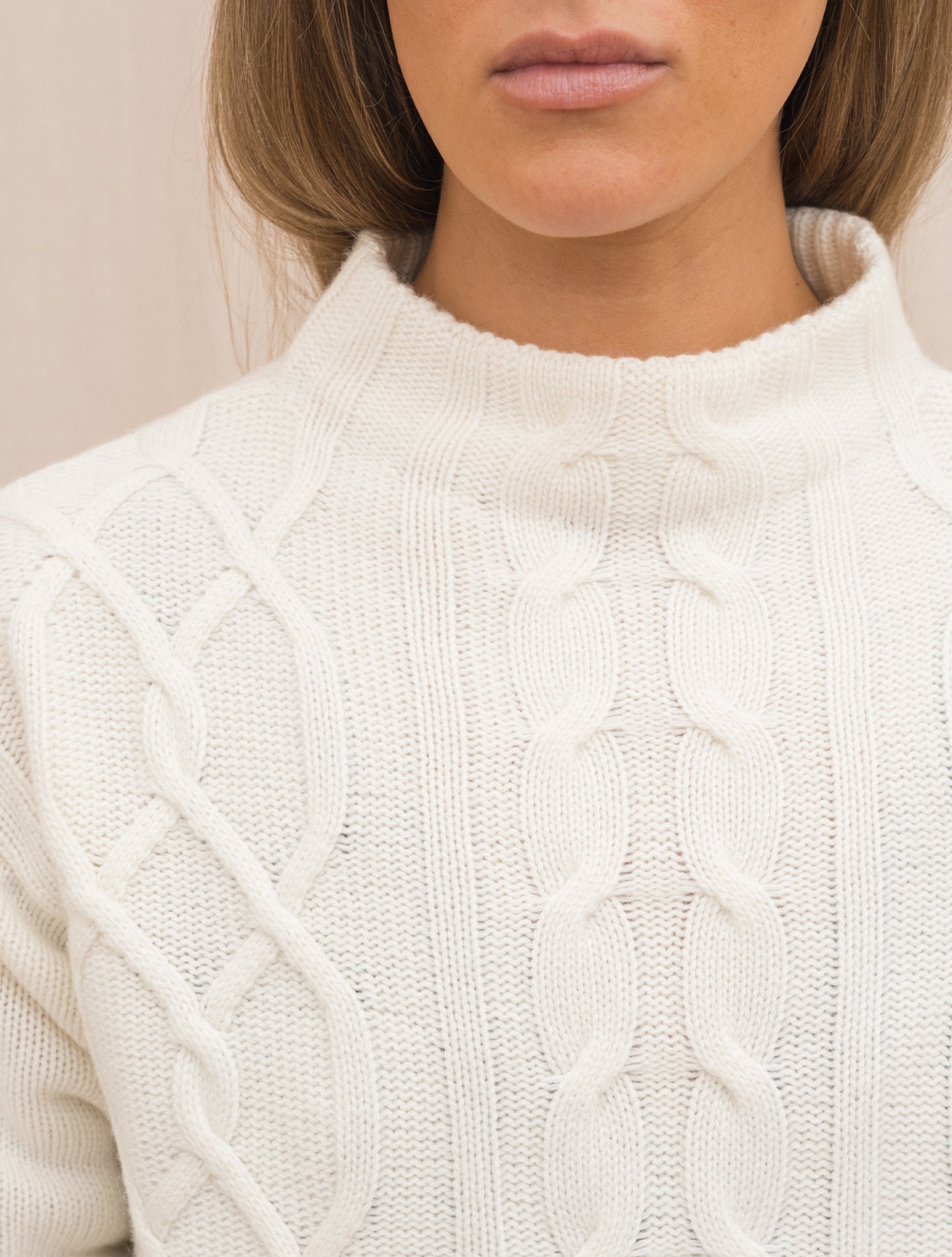 Cable Knitted Mockneck Off White Morgano Knitwear Gabucci