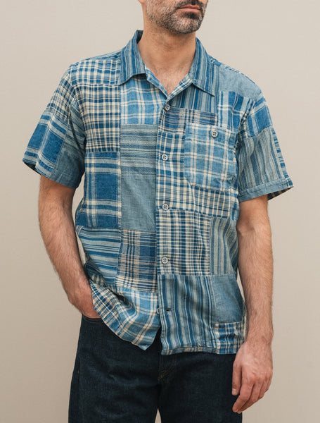 【新品】RRL Indigo Cotton Camp Shirt Mサイズ camp-shirt-indigo-patchwork-s-