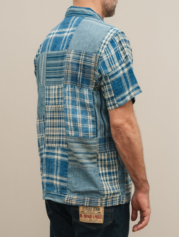 S / Indigo Patchwork / 61% Cotton 39% Linen