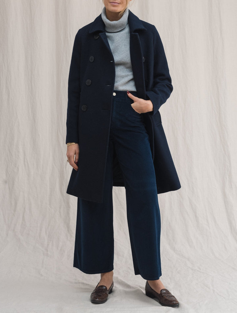 Capotto Double Breasted Wool Coat Navy – Gabucci