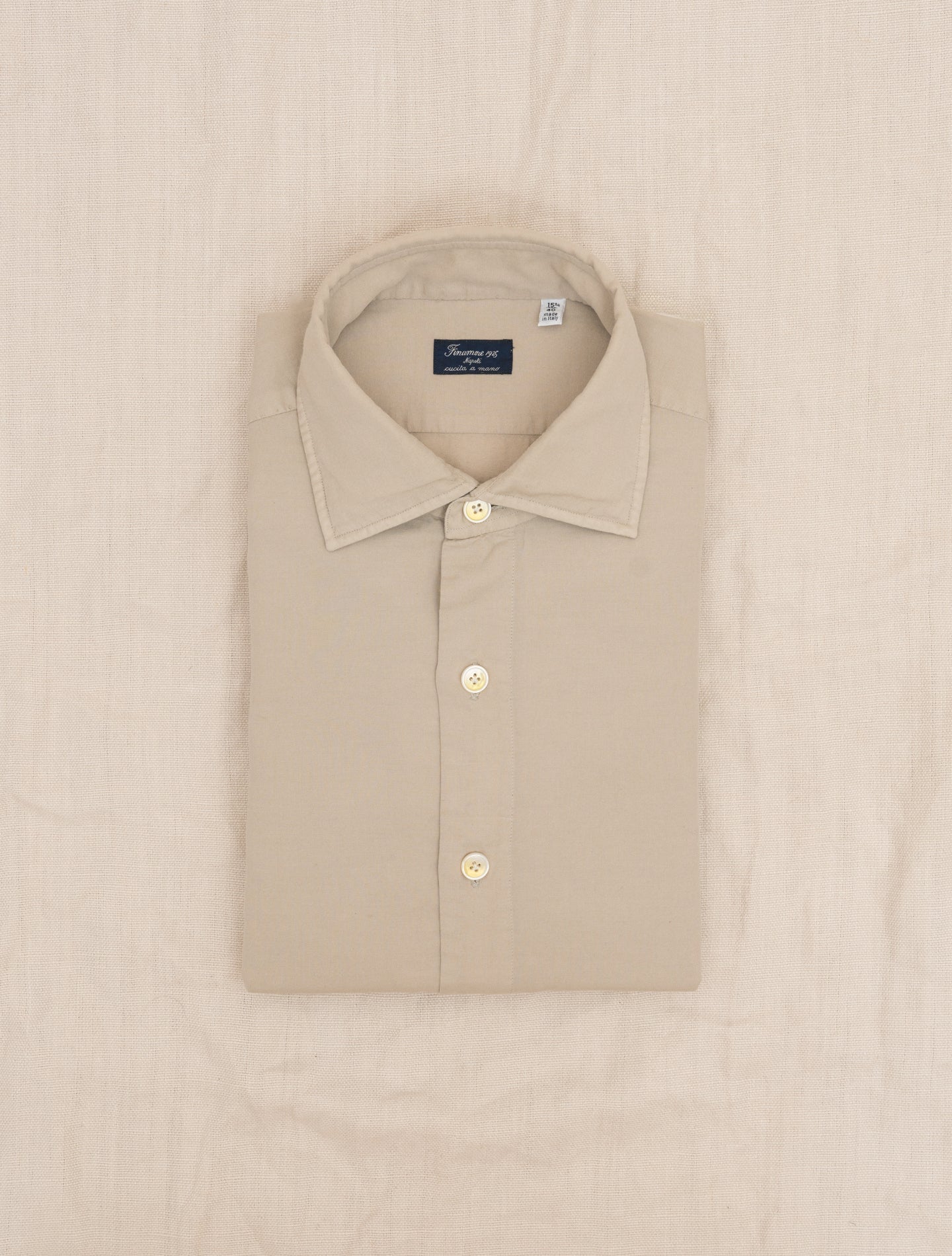 Carlo Riva Cotton Cashmere Eduardo Shirt Beige Finamore Shirts 39