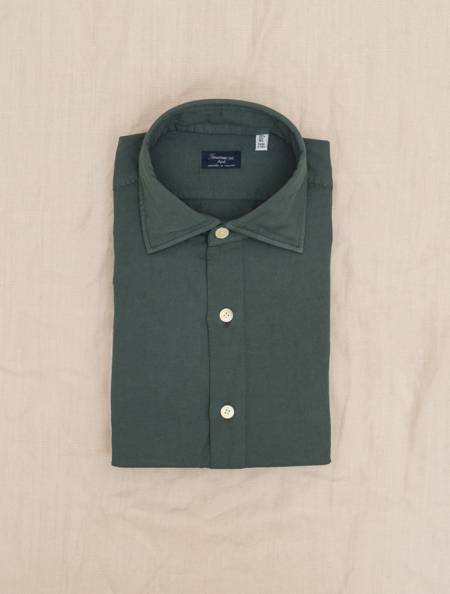 Carlo Riva Cotton Cashmere Eduardo Shirt Green Finamore Shirts 39