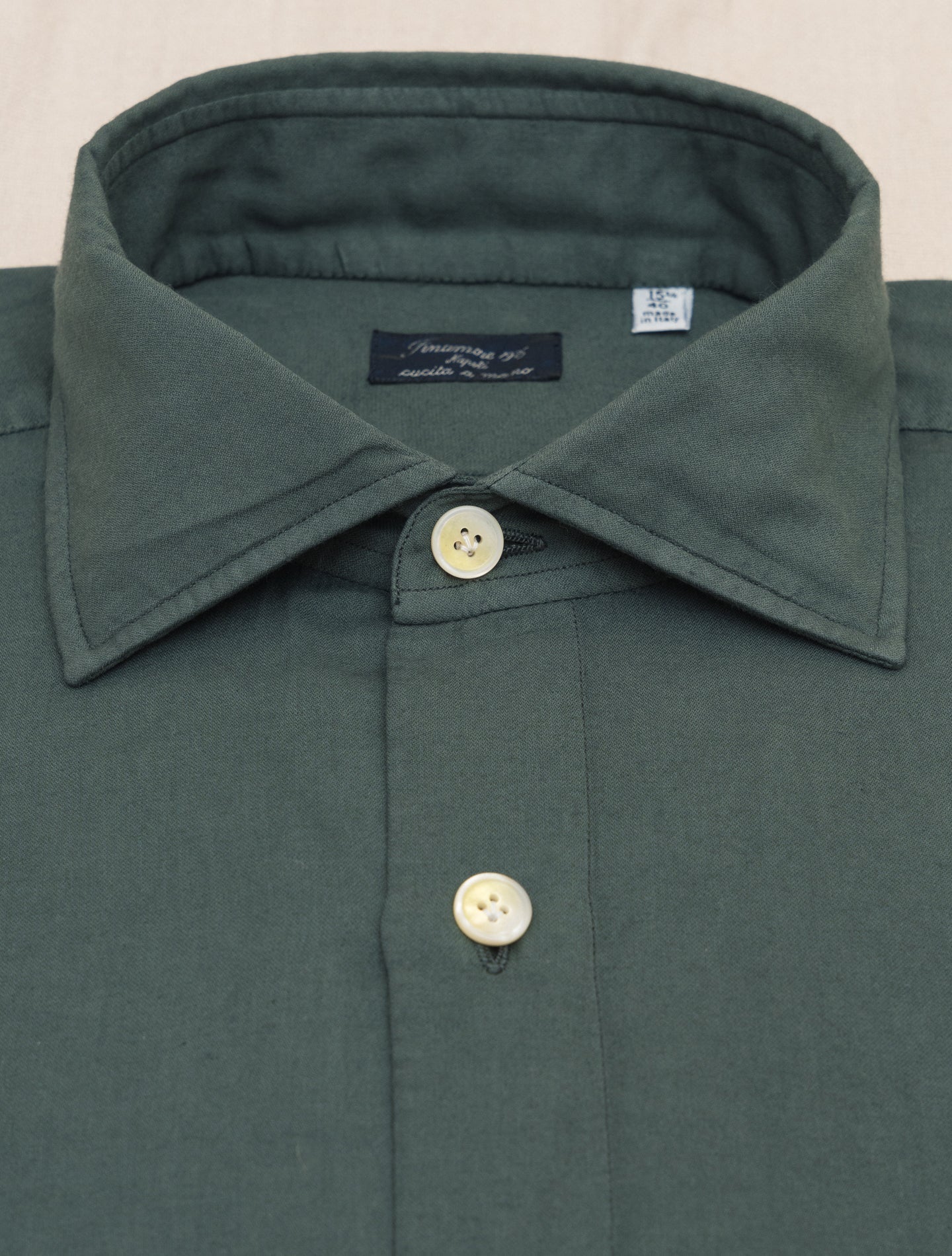 Carlo Riva Cotton Cashmere Eduardo Shirt Green Finamore Shirts 39