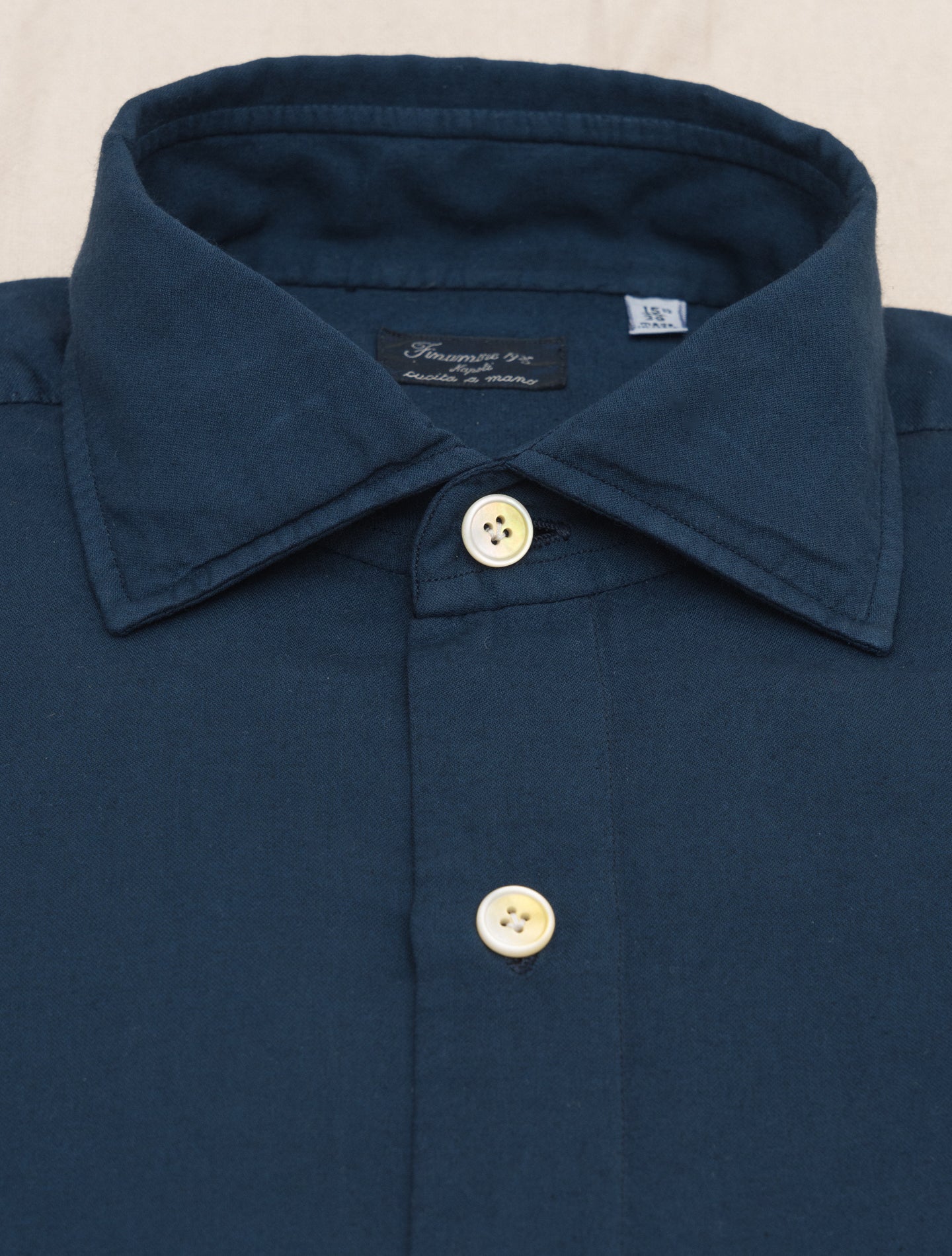 Carlo Riva Cotton Cashmere Eduardo Shirt Navy Finamore Shirts 39