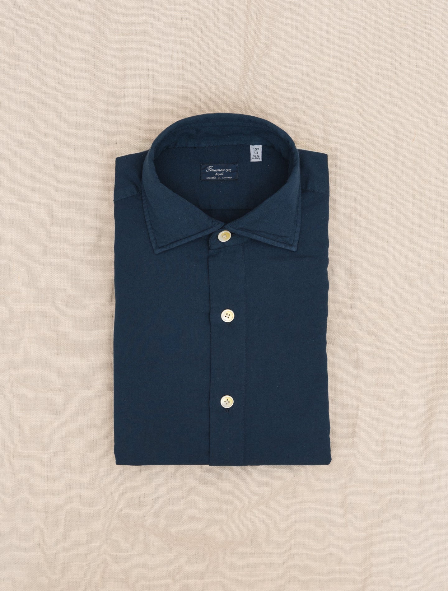 Carlo Riva Cotton Cashmere Eduardo Shirt Navy Finamore Shirts 39