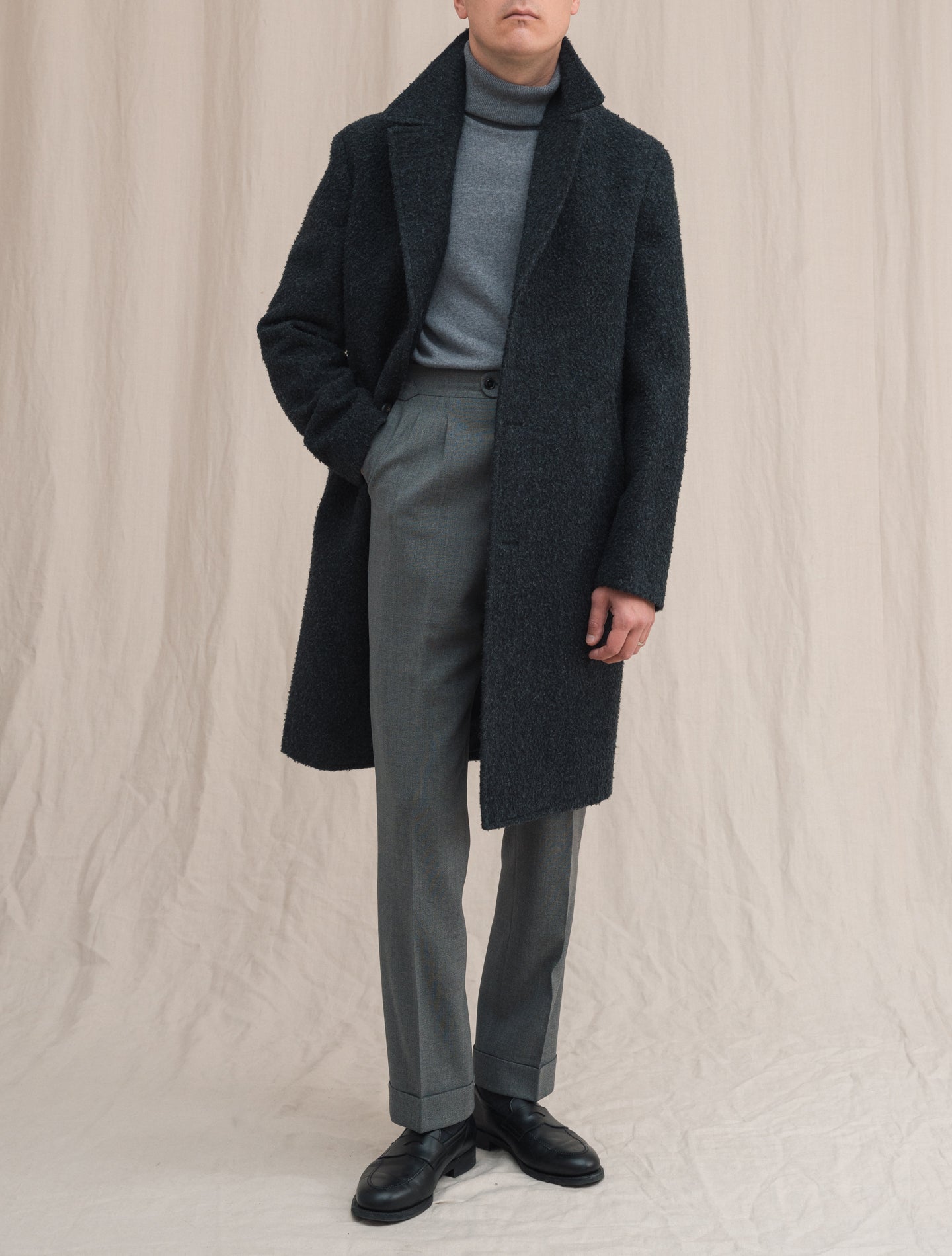 Casentino Wool Coat Grey | Gabucci