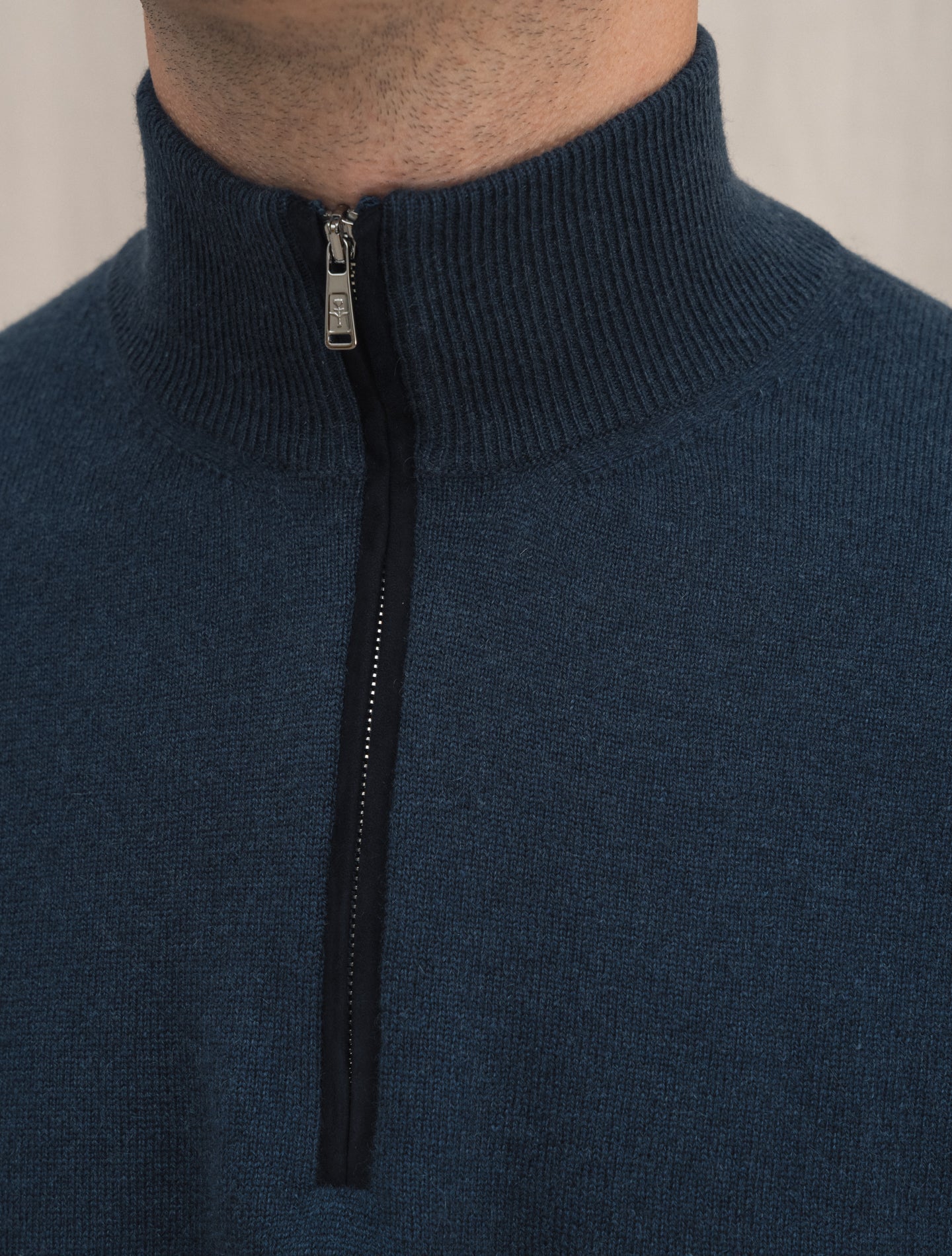 Cashmere 1/4 Zip Knitted Sweater Navy | Gabucci