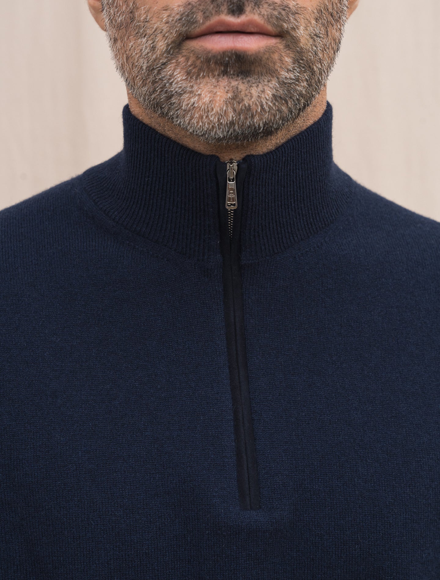 Cashmere 1/4 Zip Knitted Sweater Navy Fioroni Knitwear Gabucci