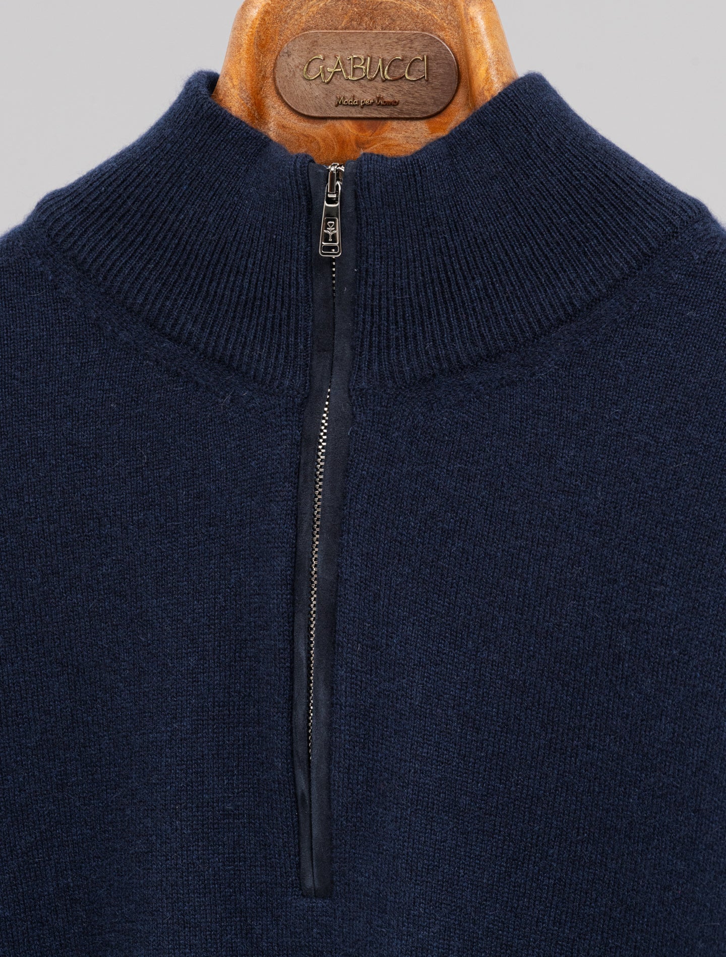 Cashmere 1/4 Zip Knitted Sweater Navy Fioroni Knitwear 48
