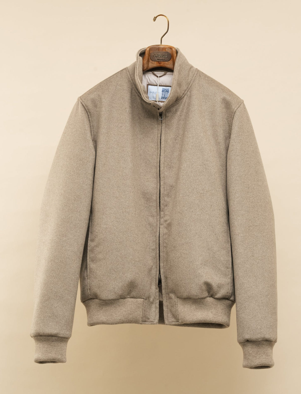 Cashmere Down Padded Bomber Tortora Gabucci Outerwear 50