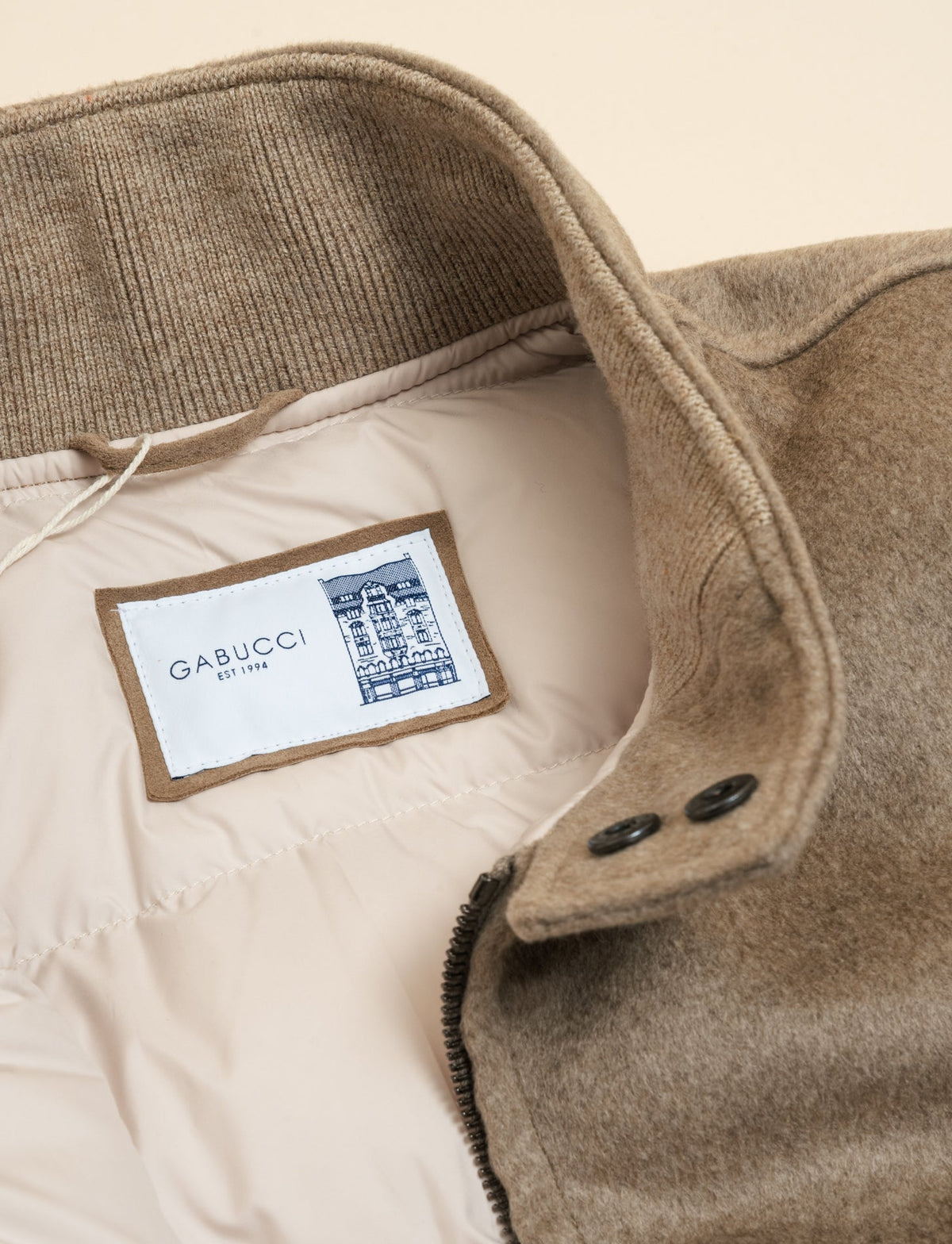 Cashmere Down Padded Bomber Tortora Gabucci Outerwear 50