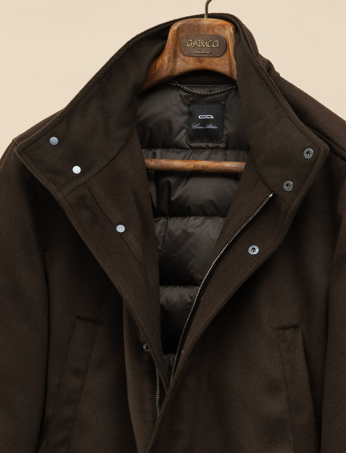 Cashmere Down Padded Jacket Dark Brown Cesare Attolini Outerwear 48