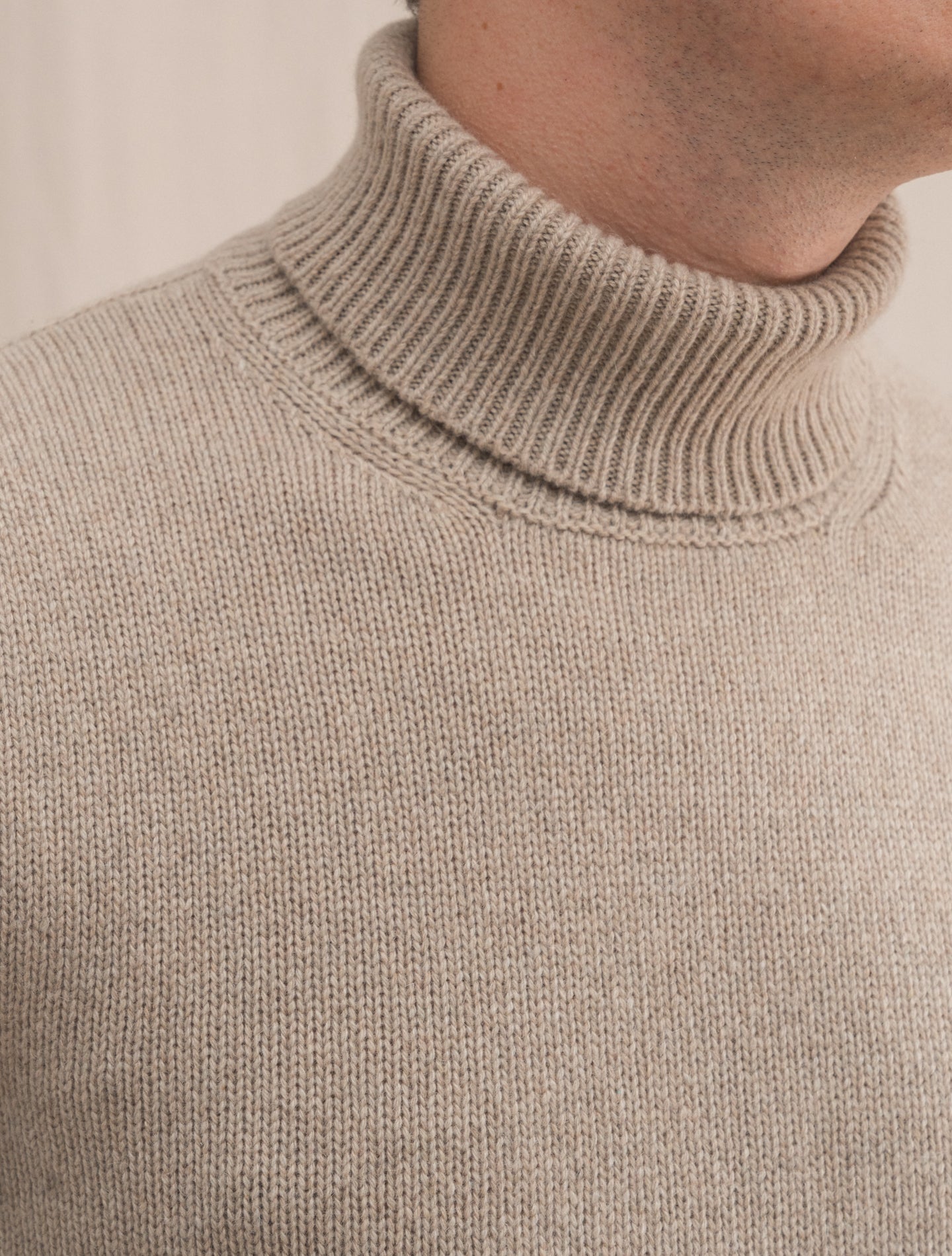 Cashmere Heavy Knitted Rollneck Beige | Gabucci