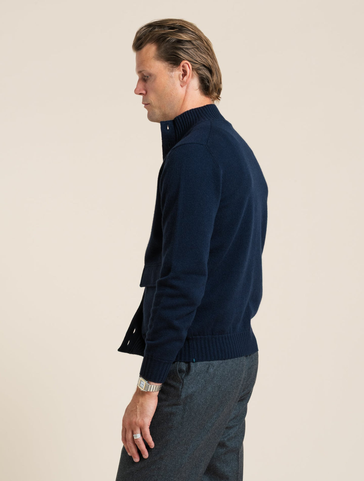 Cashmere Knitted Bomber Navy Fioroni Knitwear 48