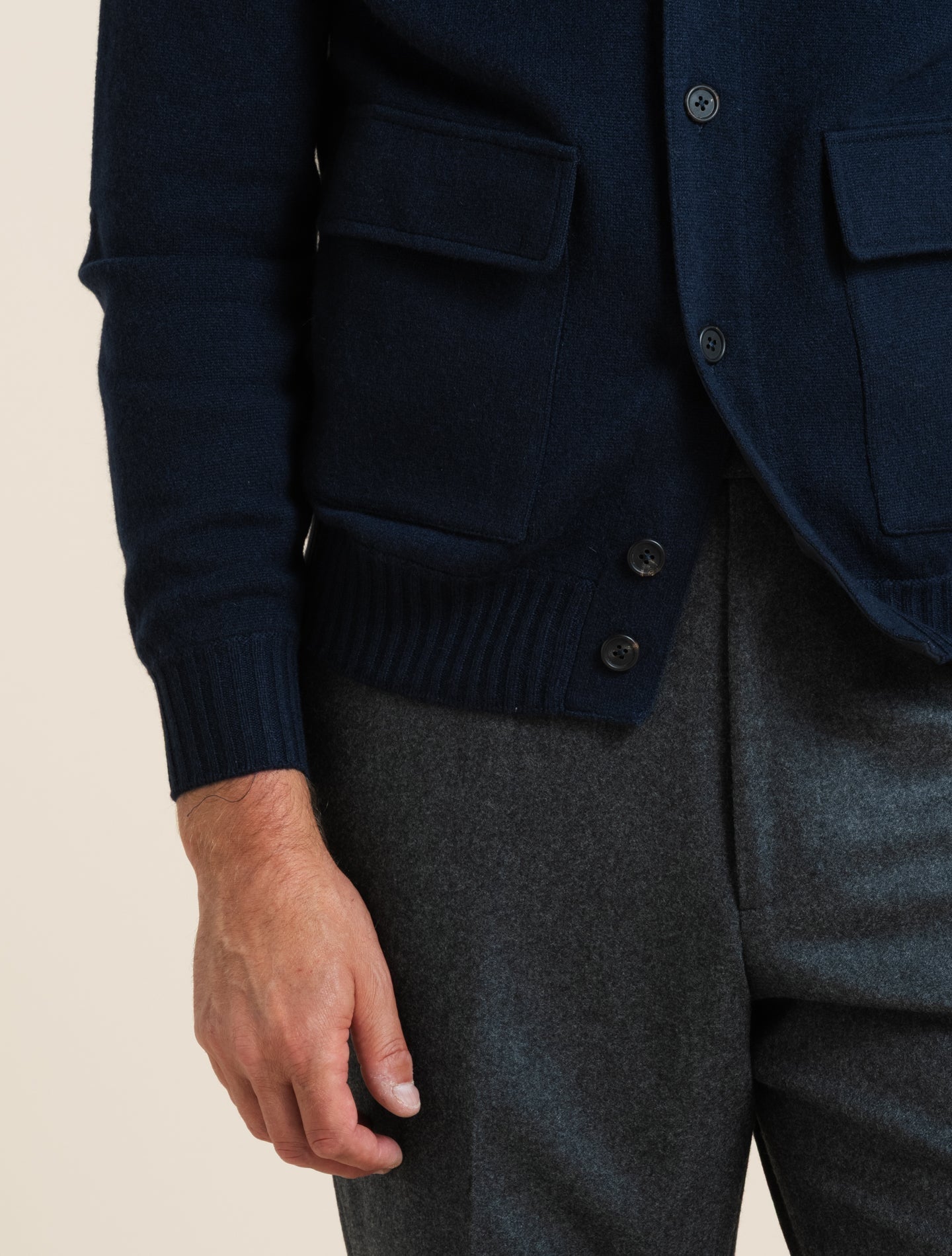 Cashmere Knitted Bomber Navy Fioroni Knitwear 48