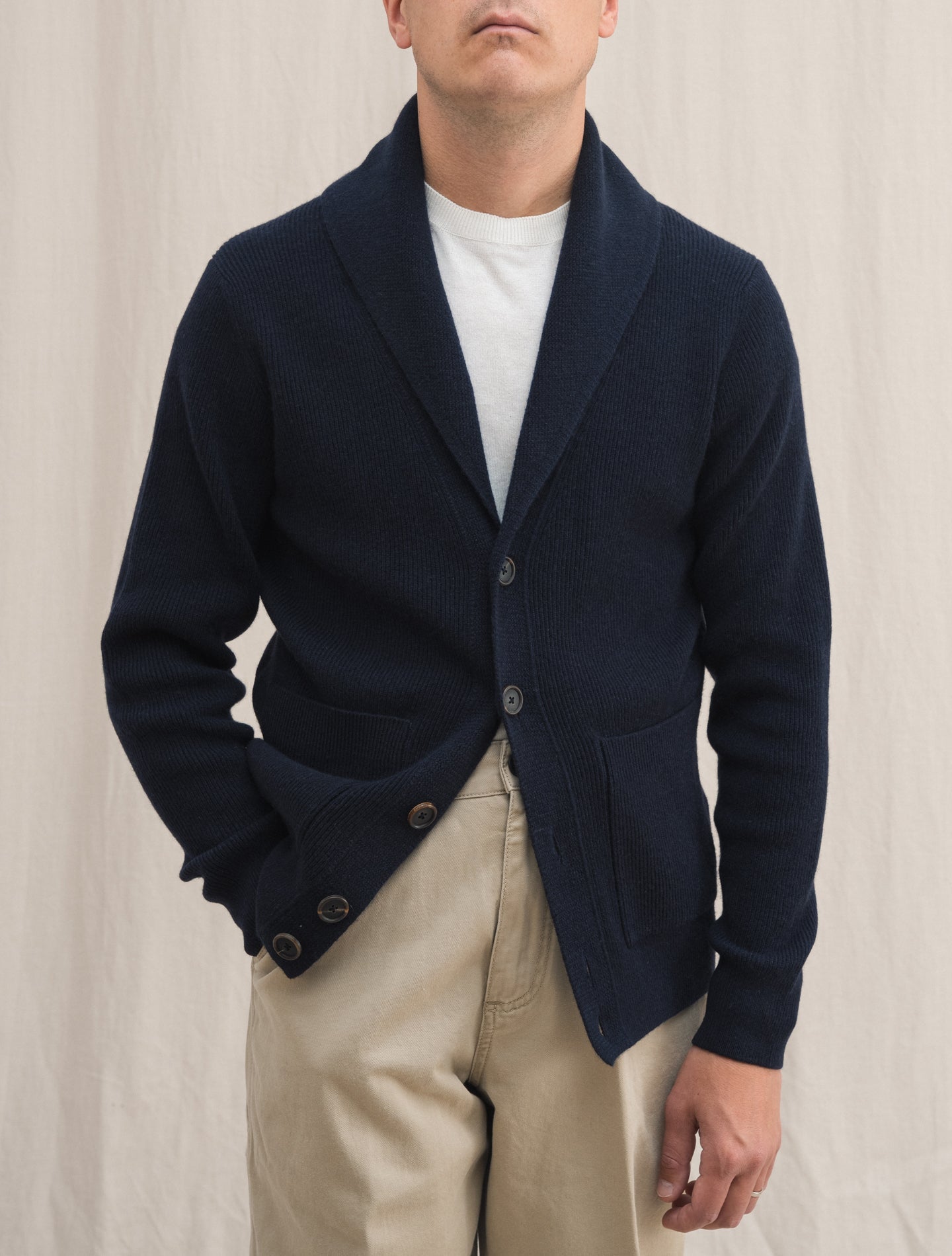 Cashmere Knitted Cardigan Navy | Gabucci