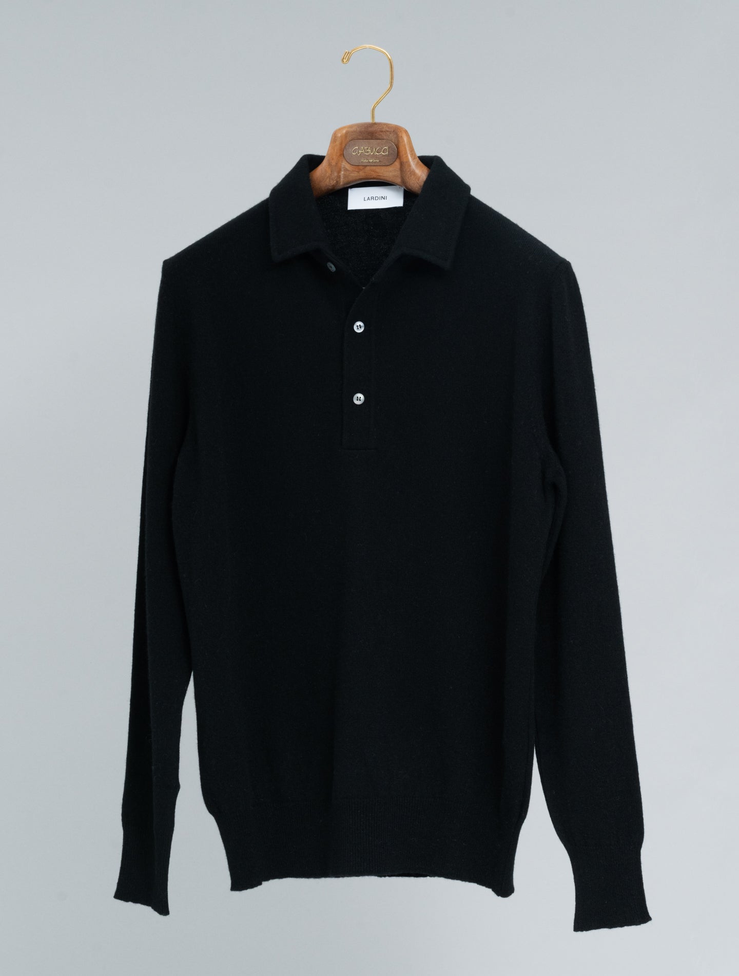 Cashmere Knitted Polo Shirt Black Lardini Polo shirts S