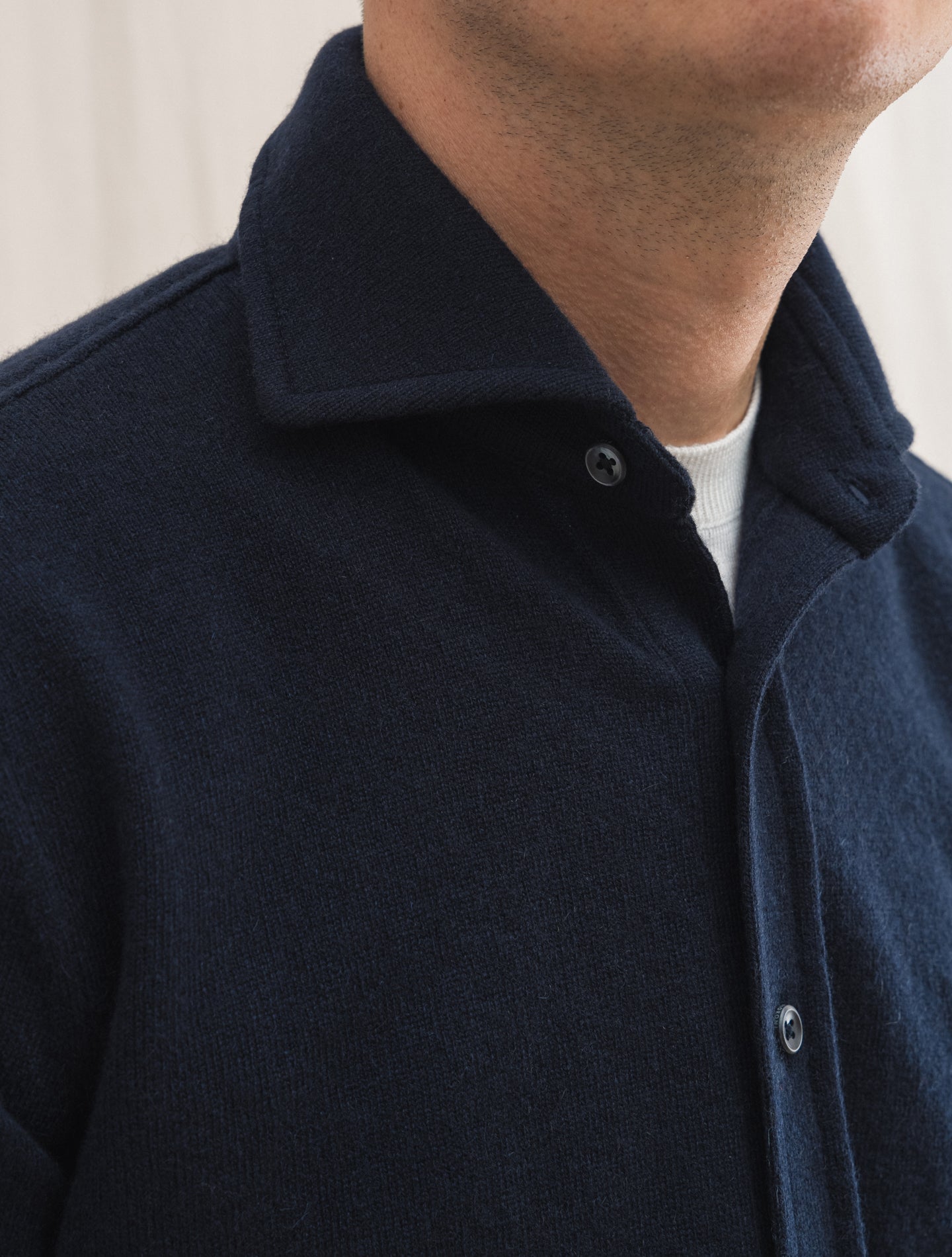 Cashmere Knitted Shirt Navy | Gabucci