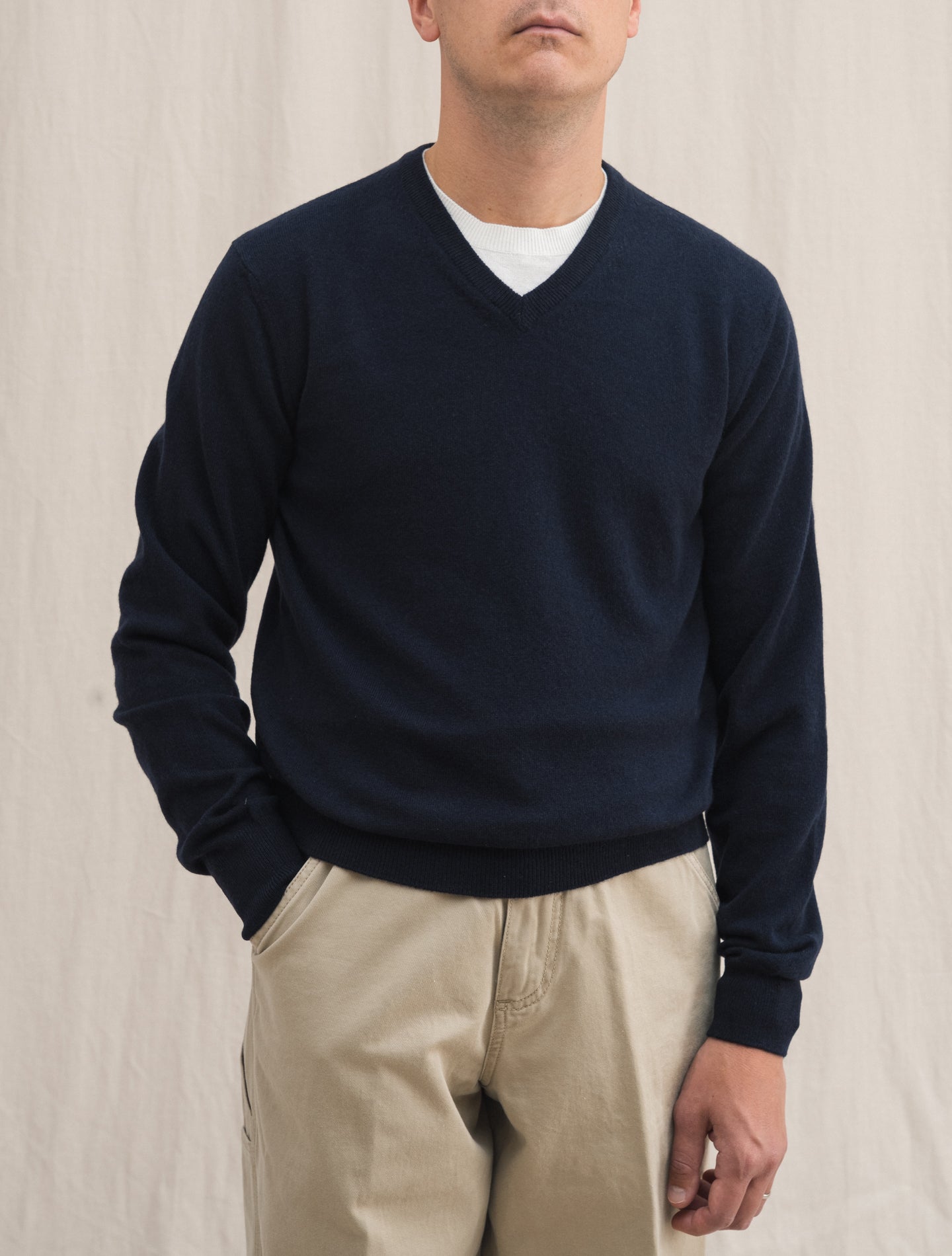 Cashmere Knitted V - Neck Navy Fioroni Knitwear 48