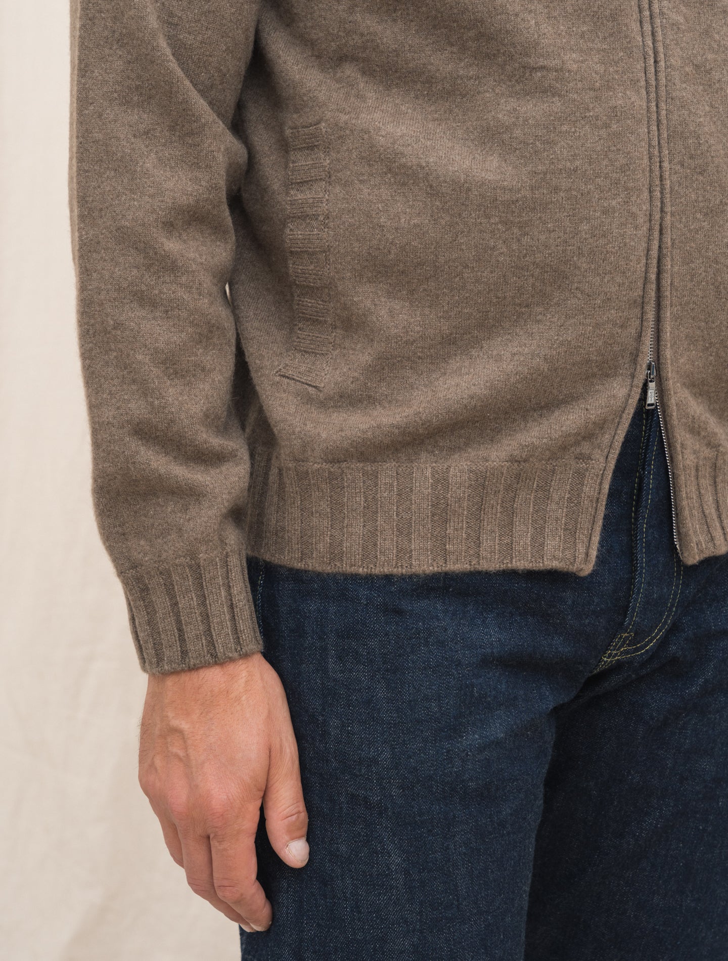 Cashmere Knitted Zip Bomber Brown Fioroni Knitwear Gabucci