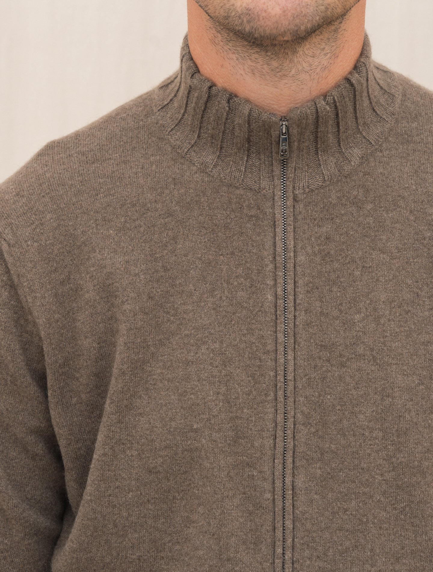 Cashmere Knitted Zip Bomber Brown Fioroni Knitwear Gabucci