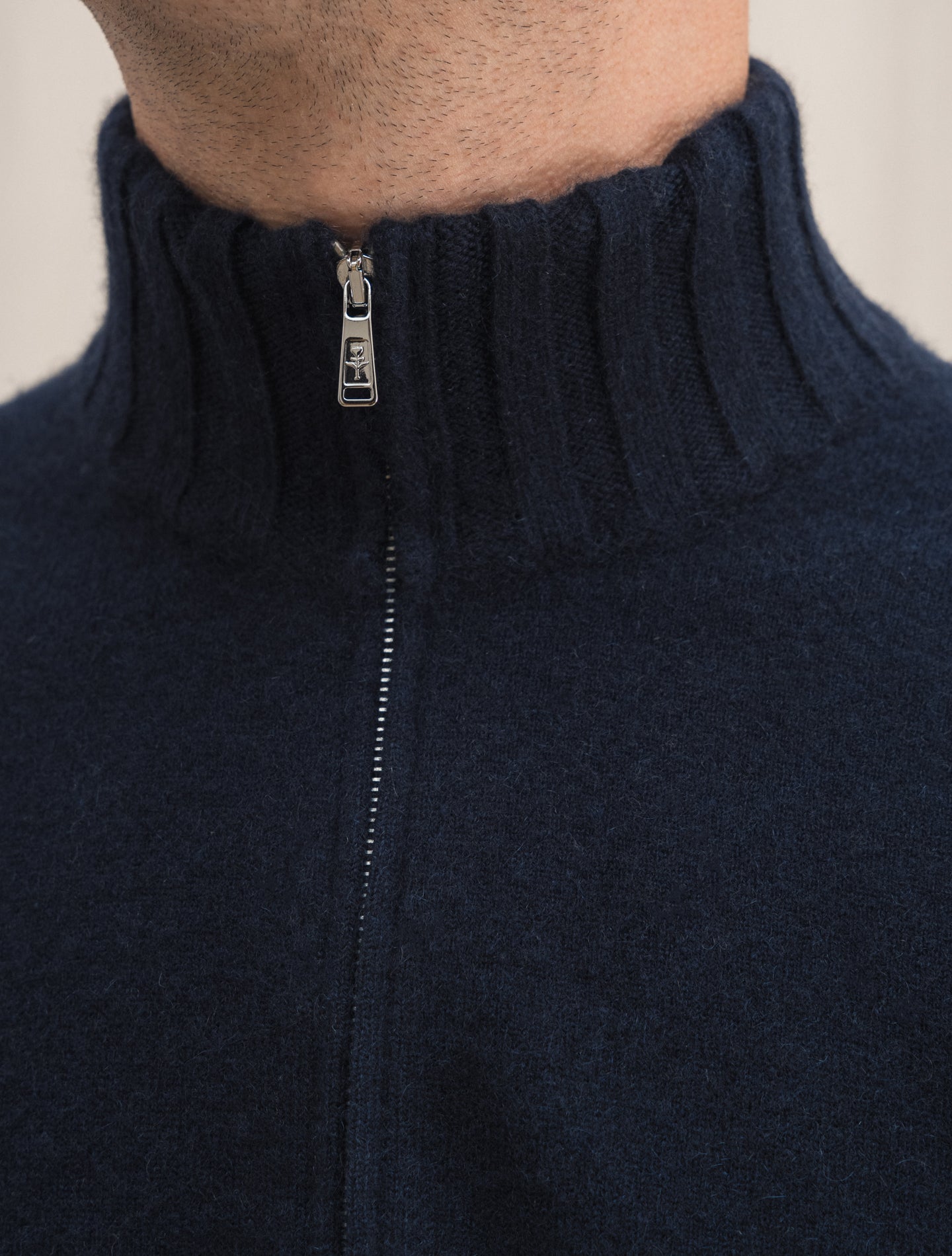 Cashmere Knitted Zip Bomber Navy Fioroni Knitwear 48