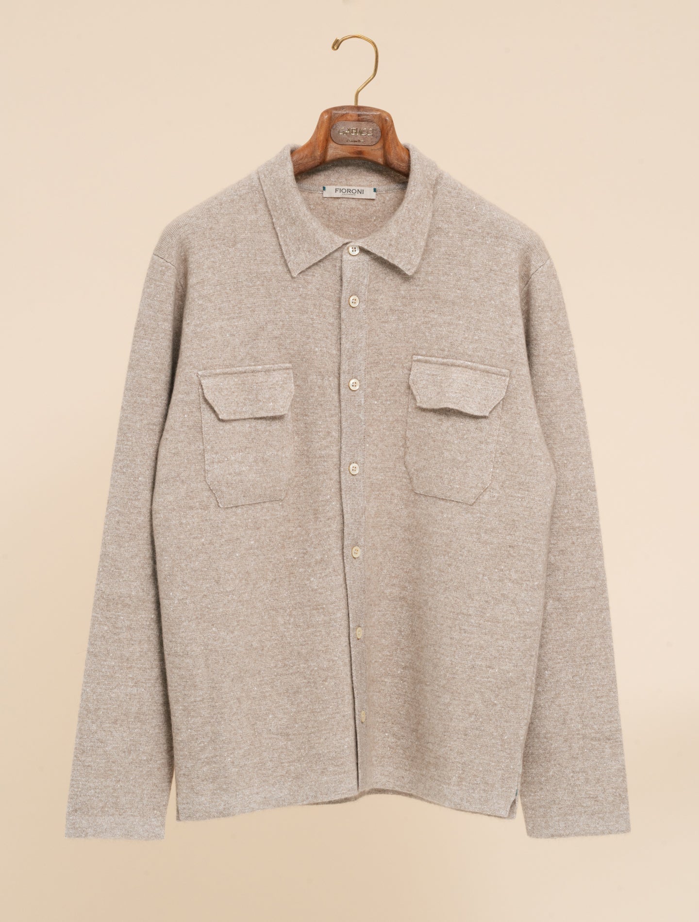 Cashmere Linen Shirt Cardigan Natural Fioroni Knitwear 48