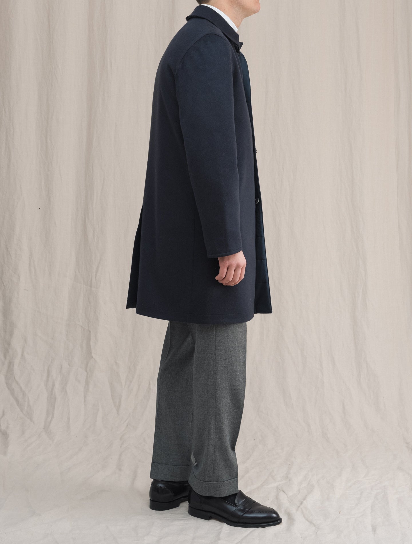 Cashmere Reversible Coat Navy | Gabucci