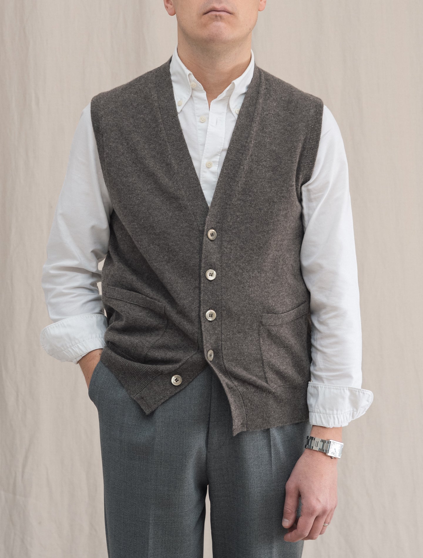 Cashmere Vest Brown | Gabucci