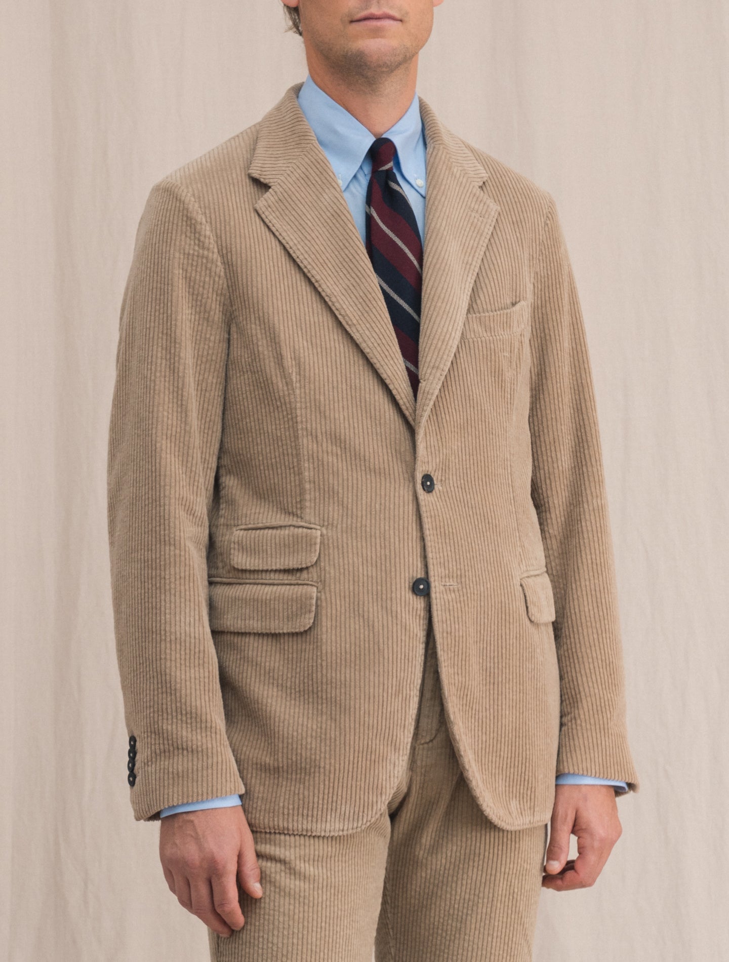 Catch2 Corduroy Single Breasted Jacket Beige | Gabucci