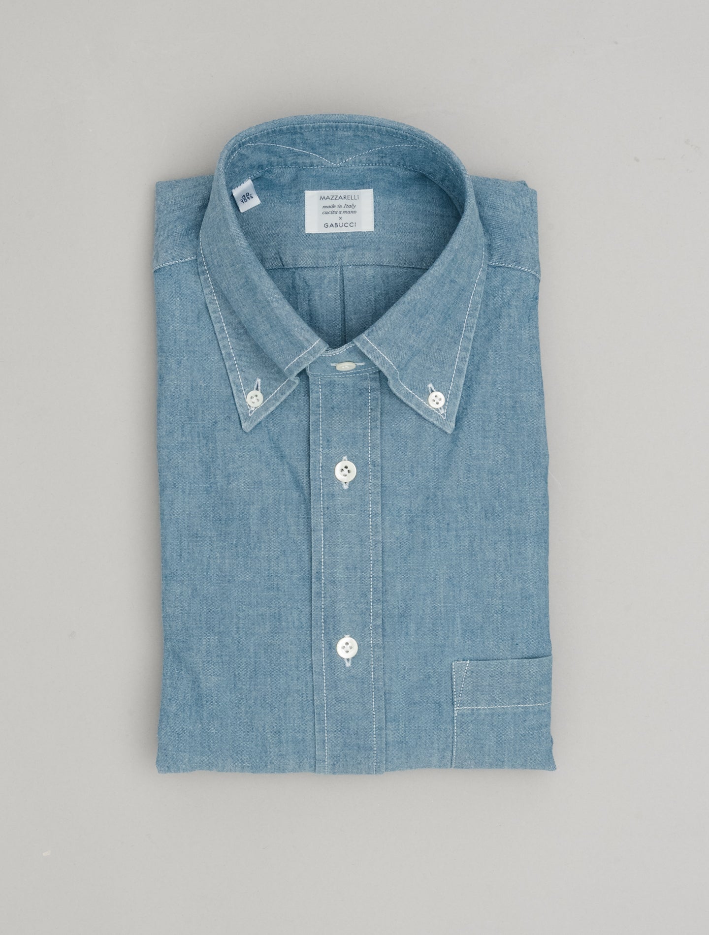 Chambray IVY Fit Shirt Bleached Mazzarelli Shirts 38